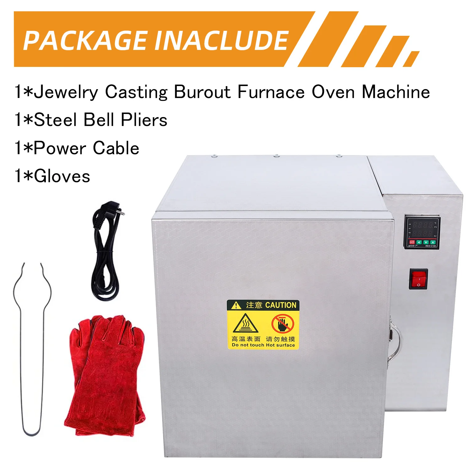 800°C Jewelry Casting Burnout Furnace Oven 1500W Jewelry Equipment High-Temperature Resistant Metal Melting Wax Melting Furnace
