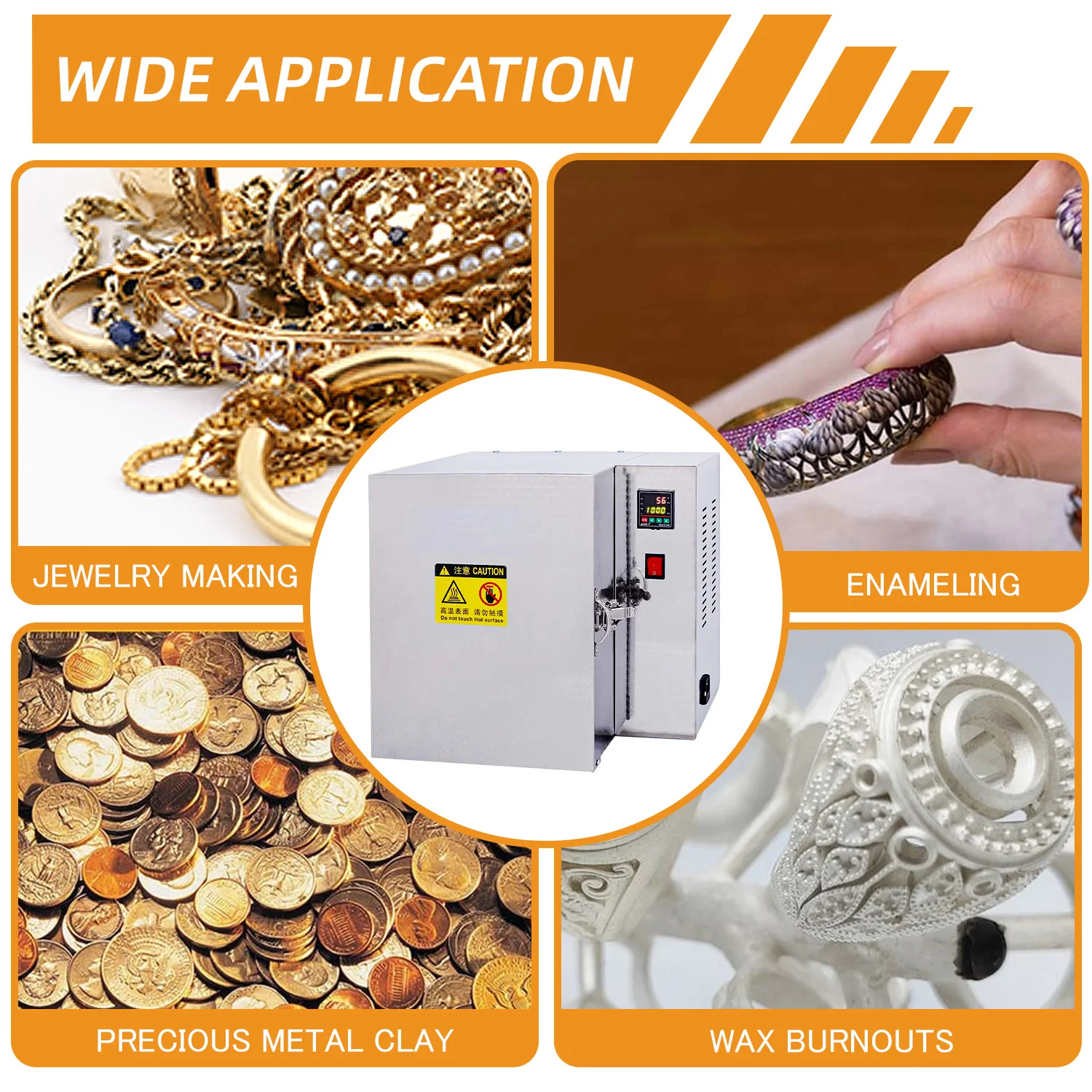 800°C Jewelry Casting Burnout Furnace Oven 1500W Jewelry Equipment High-Temperature Resistant Metal Melting Wax Melting Furnace