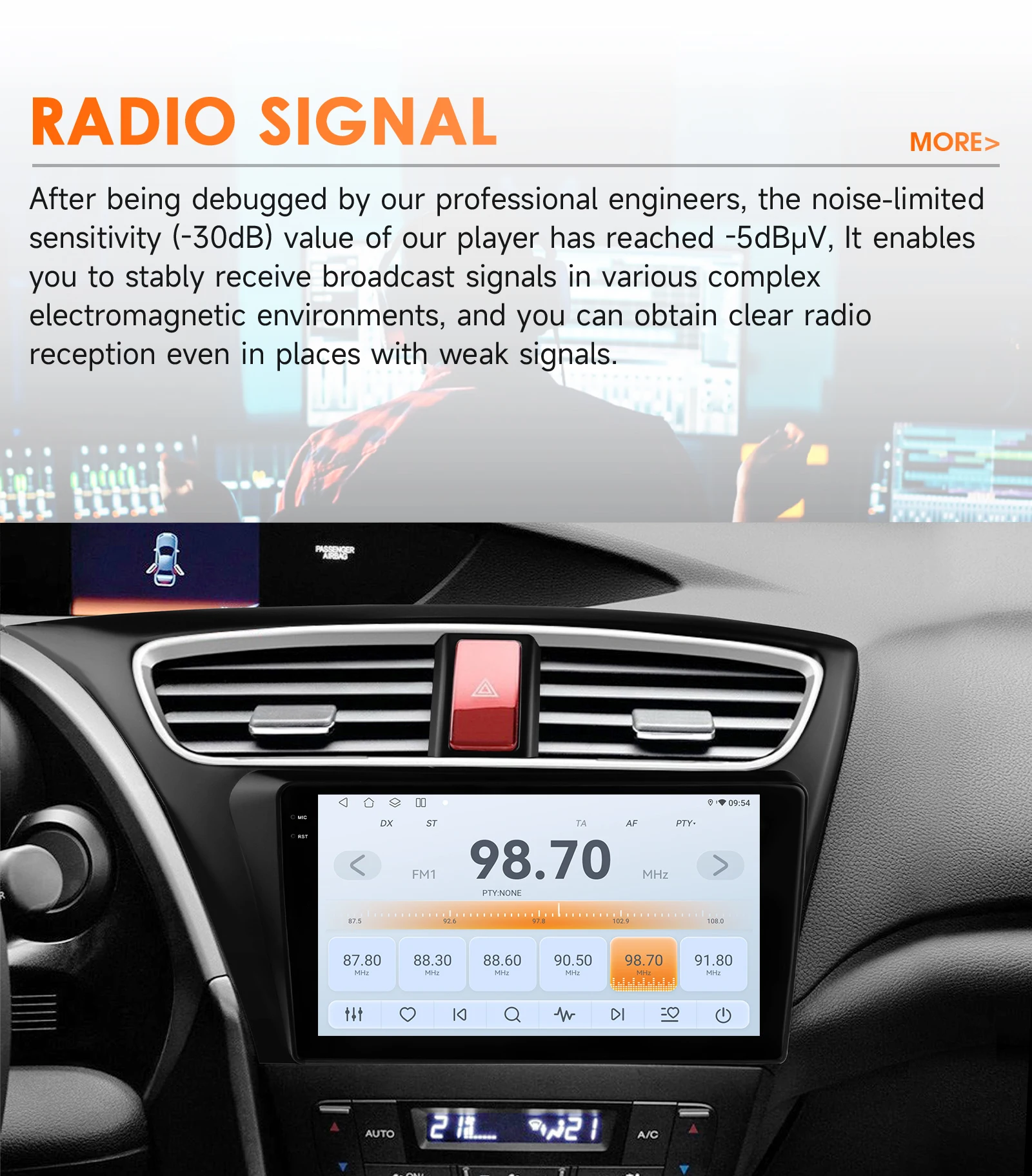 Hizpo Wireless CarPlay Android Auto Car Radio for Honda Civic 9 2012 - 2017 GPS Smart Systems Autoradio Octa Core 6115 GPS Navi
