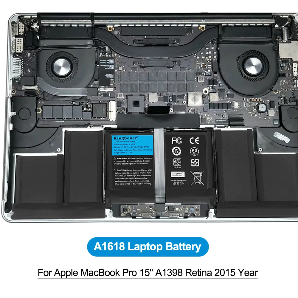 KingSener A1618 Battery For Apple MacBook Pro 15" Retina A1398 2015 Year 020-00079 MJLQ2LL/A MJLT2LL/A With Free Tools 11.36V 99.5Wh