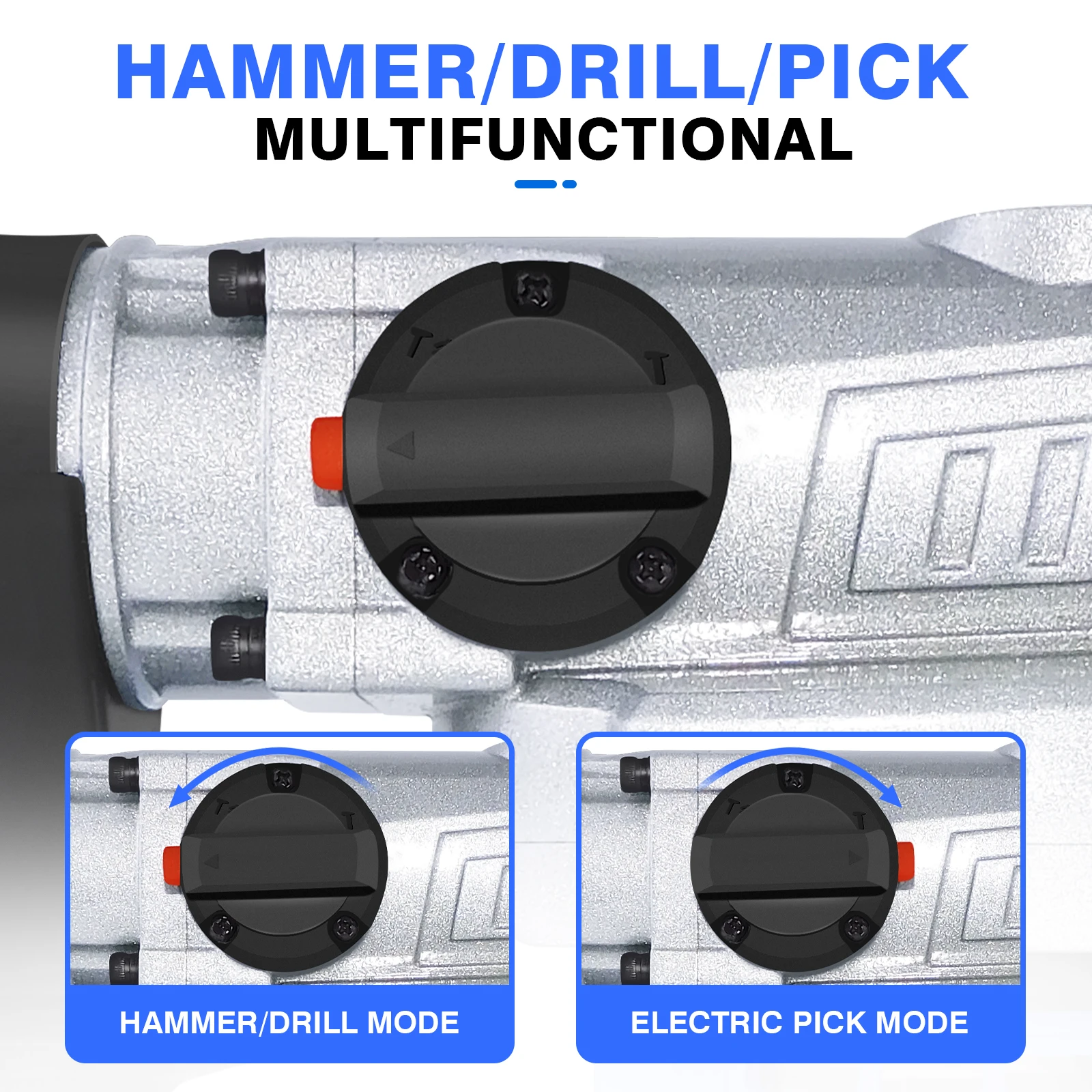 Corded 1500W SDS Plus Rotary Hammer Drill, 4-Function Heavy Duty with Multi-Position Handle – Includes Bits & Chisels