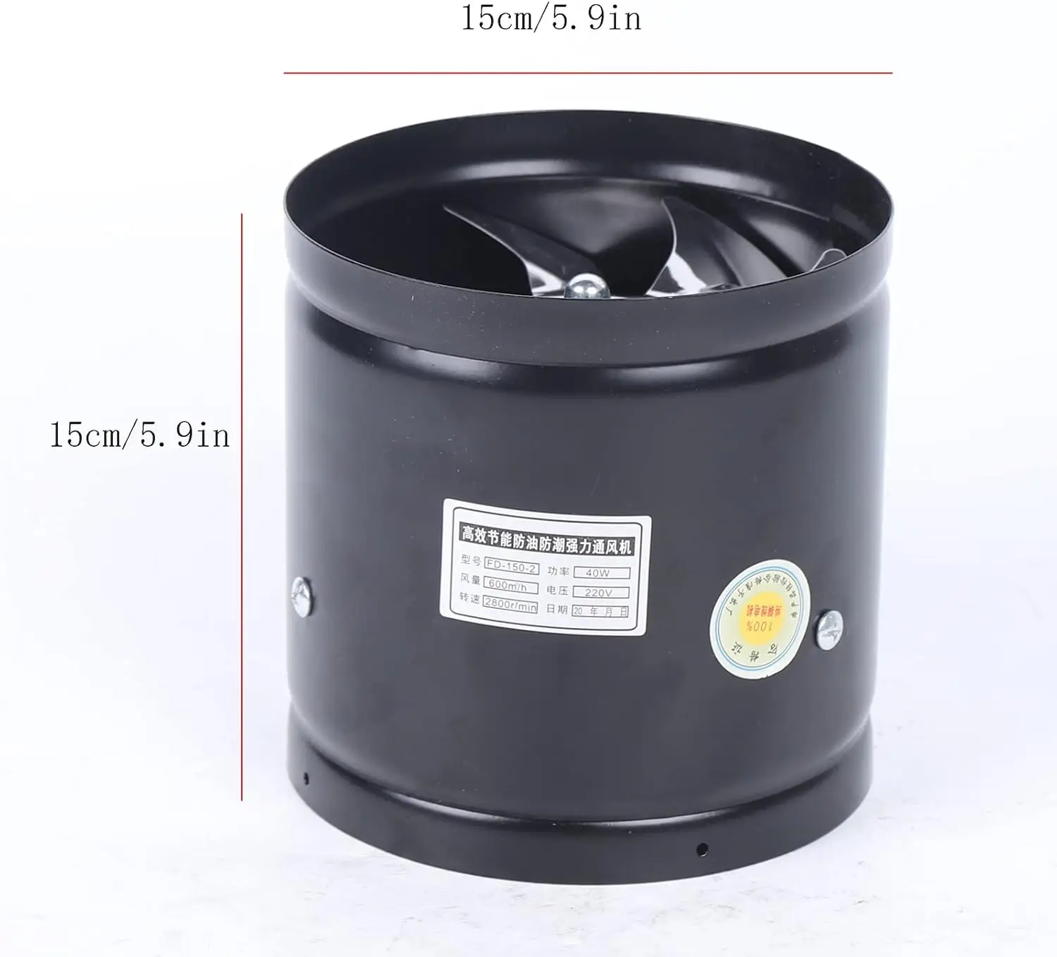 Inline Extractor Fan Diameter 150 mm Pipe Fan Axial Fan 780 m³/H Exhaust Air Supply Air Pipe Fan for Bathroom, Toilet, Kitchen