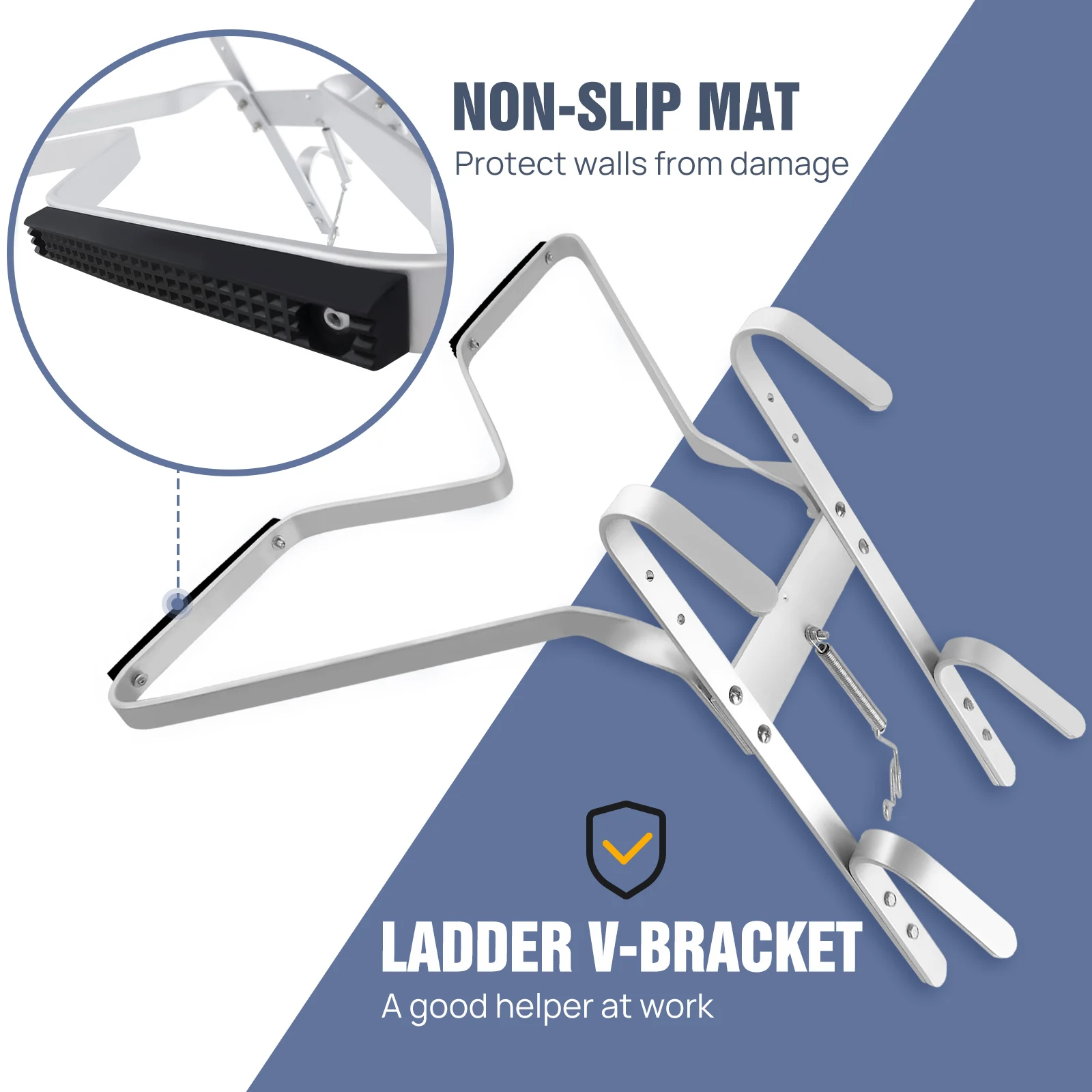 V-Shaped Ladder Stand Off, Alloy Aluminum for Downpipe, Non-slip Mat, for Universal Ladder, Incease Ladder Safety