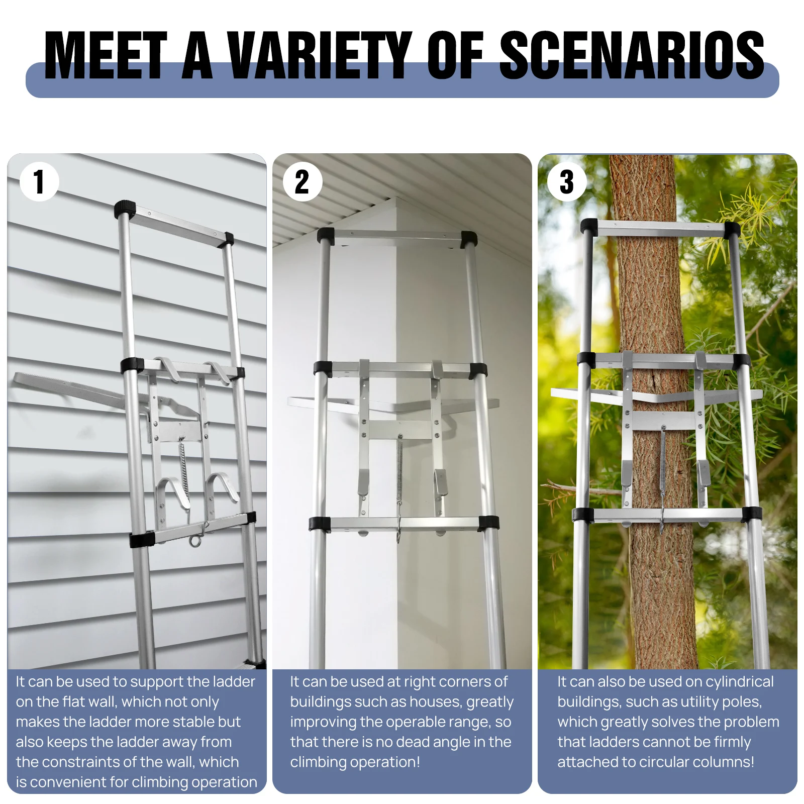 V-Shaped Ladder Stand Off, Alloy Aluminum for Downpipe, Non-slip Mat, for Universal Ladder, Incease Ladder Safety