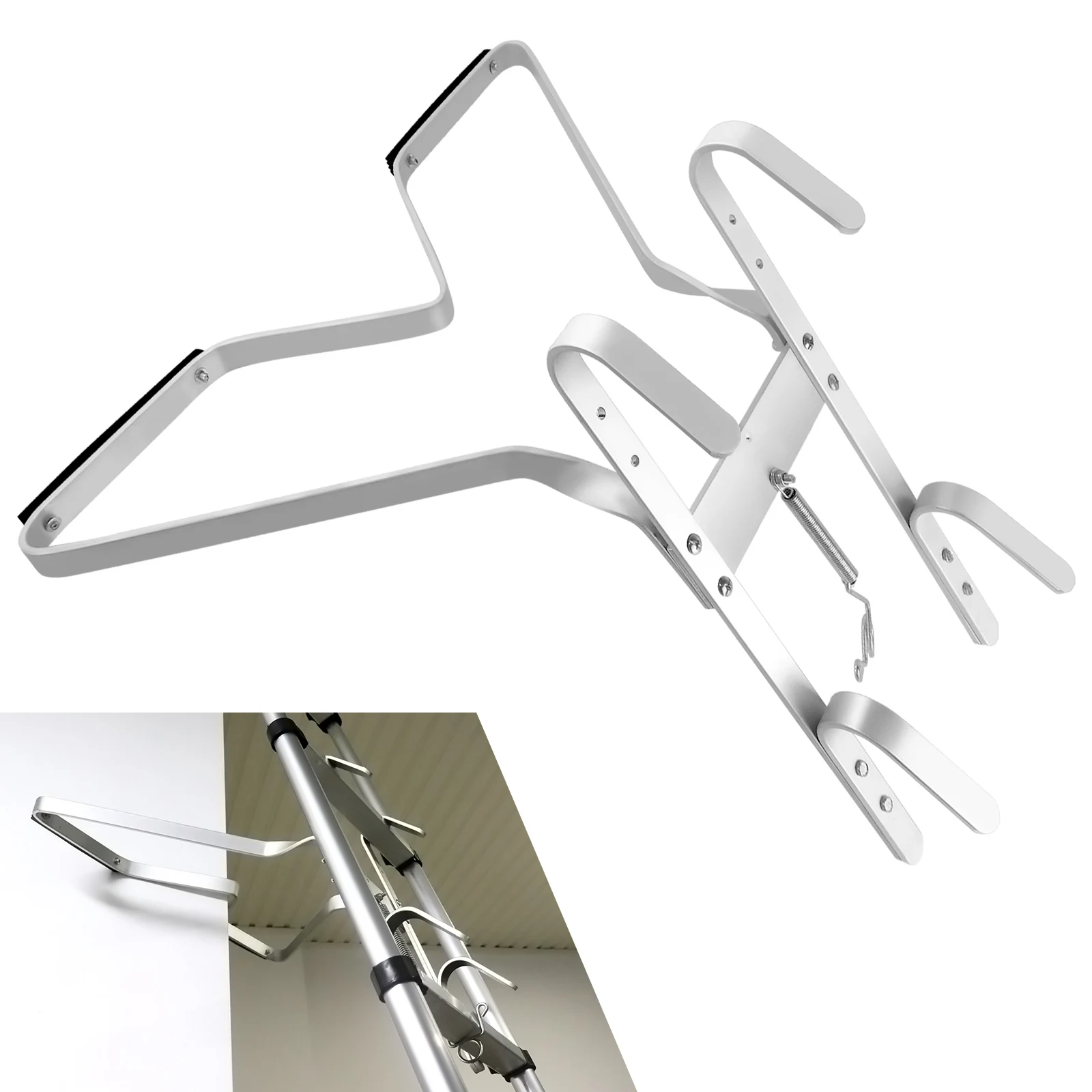 V-Shaped Ladder Stand Off, Alloy Aluminum for Downpipe, Non-slip Mat, for Universal Ladder, Incease Ladder Safety