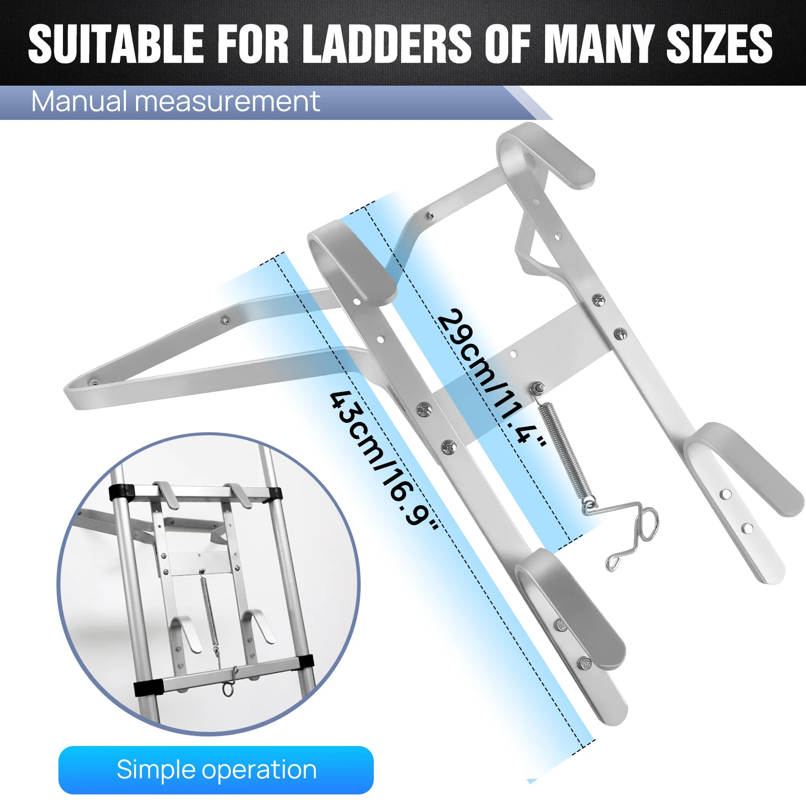 V-Shaped Ladder Stand Off, Alloy Aluminum for Downpipe, Non-slip Mat, for Universal Ladder, Incease Ladder Safety
