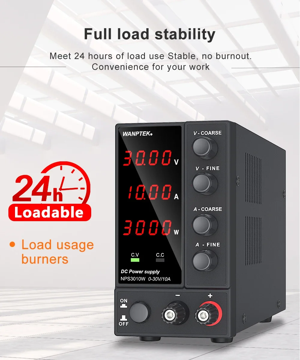 Wanptek Laboratory Power Supply 30V 10A 60V 5A 120V 3A Adjustable Digit Display Voltage Regulator Lab Bench DC Power Supply