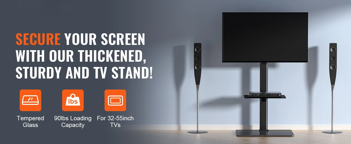 SucceBuy TV Stand Mount Swivel Tall TV Stand for 32-65/70 inch TV Height Adjustable Portable Floor TV Stand Max VESA 600 x 800mm