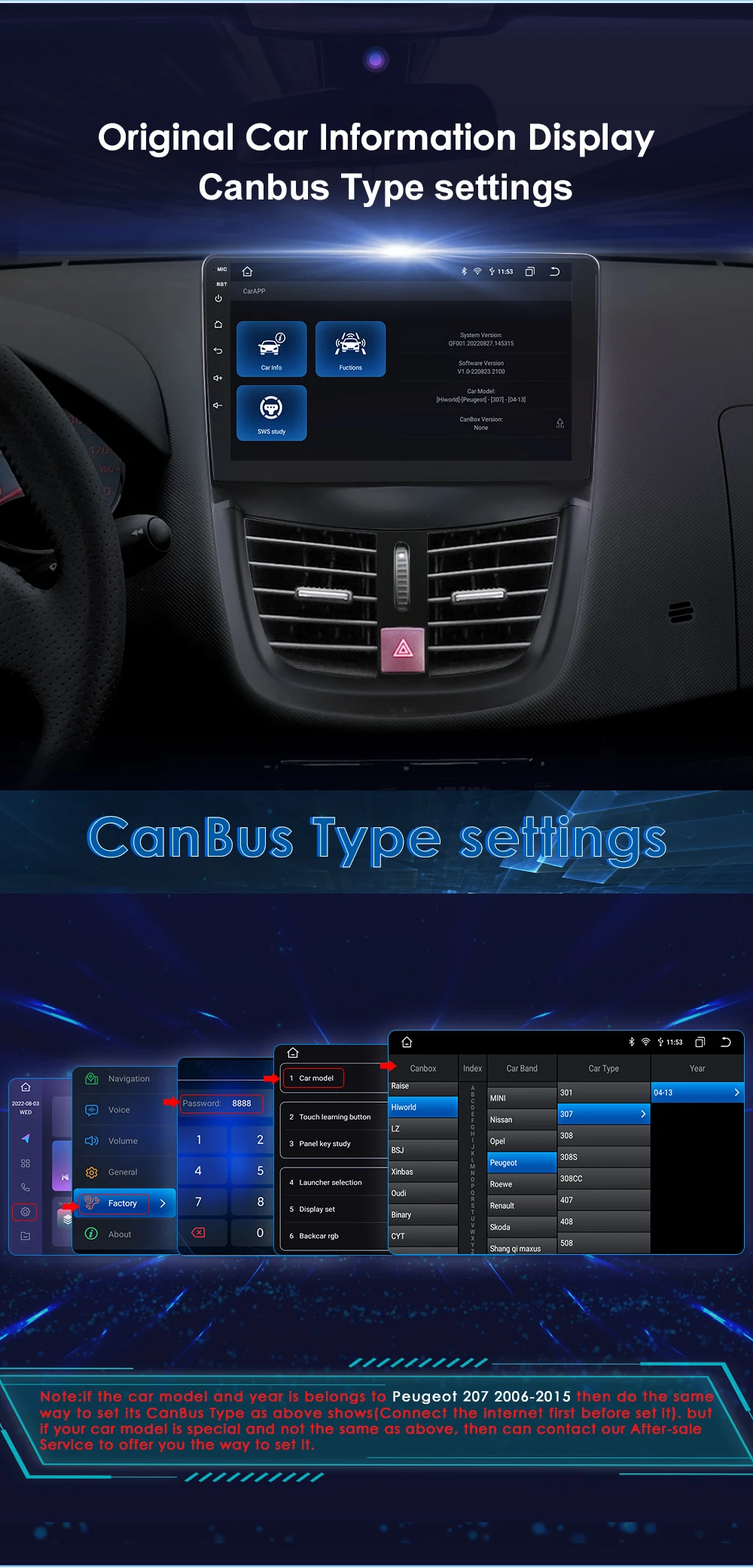 360Camera Android 13 Car Radio For PEUGEOT 207 207CC 2006-2015 Car Multimedia GPS 4G Carplay Intelligent Screen autoradio SWC