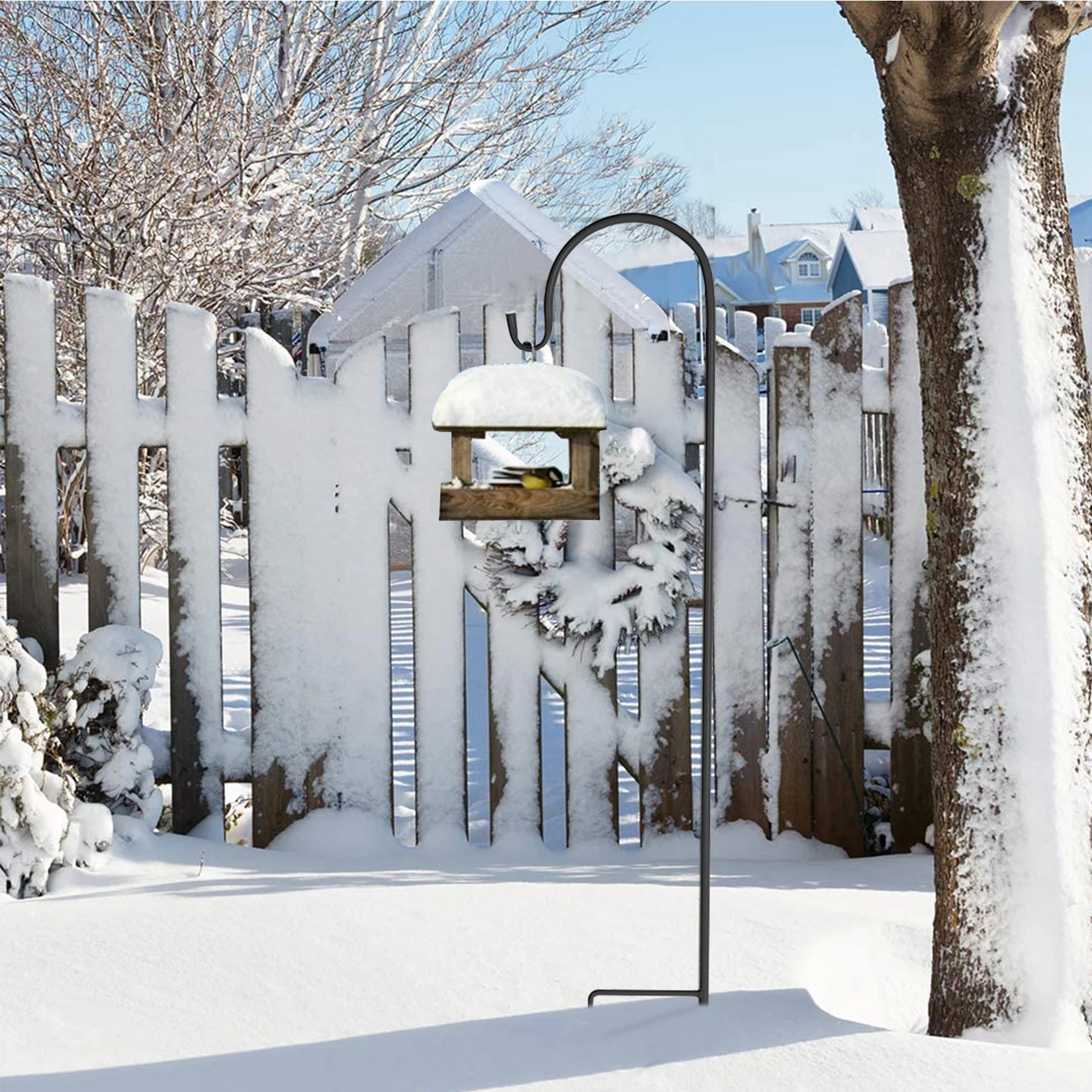 8PCS 90cm Metal 8 Heavy Duty Garden Shepherd Crook Hooks Lantern Stand Bird Feeder