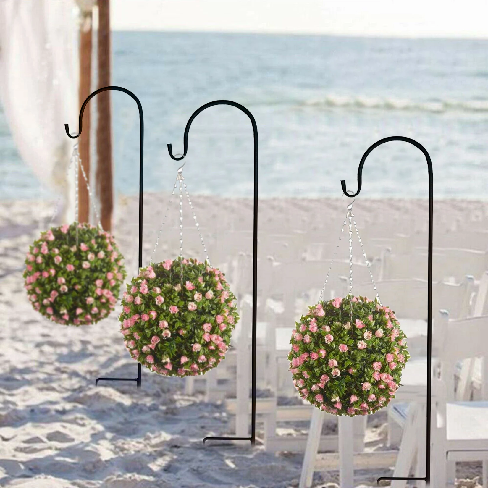 8PCS 90cm Metal 8 Heavy Duty Garden Shepherd Crook Hooks Lantern Stand Bird Feeder
