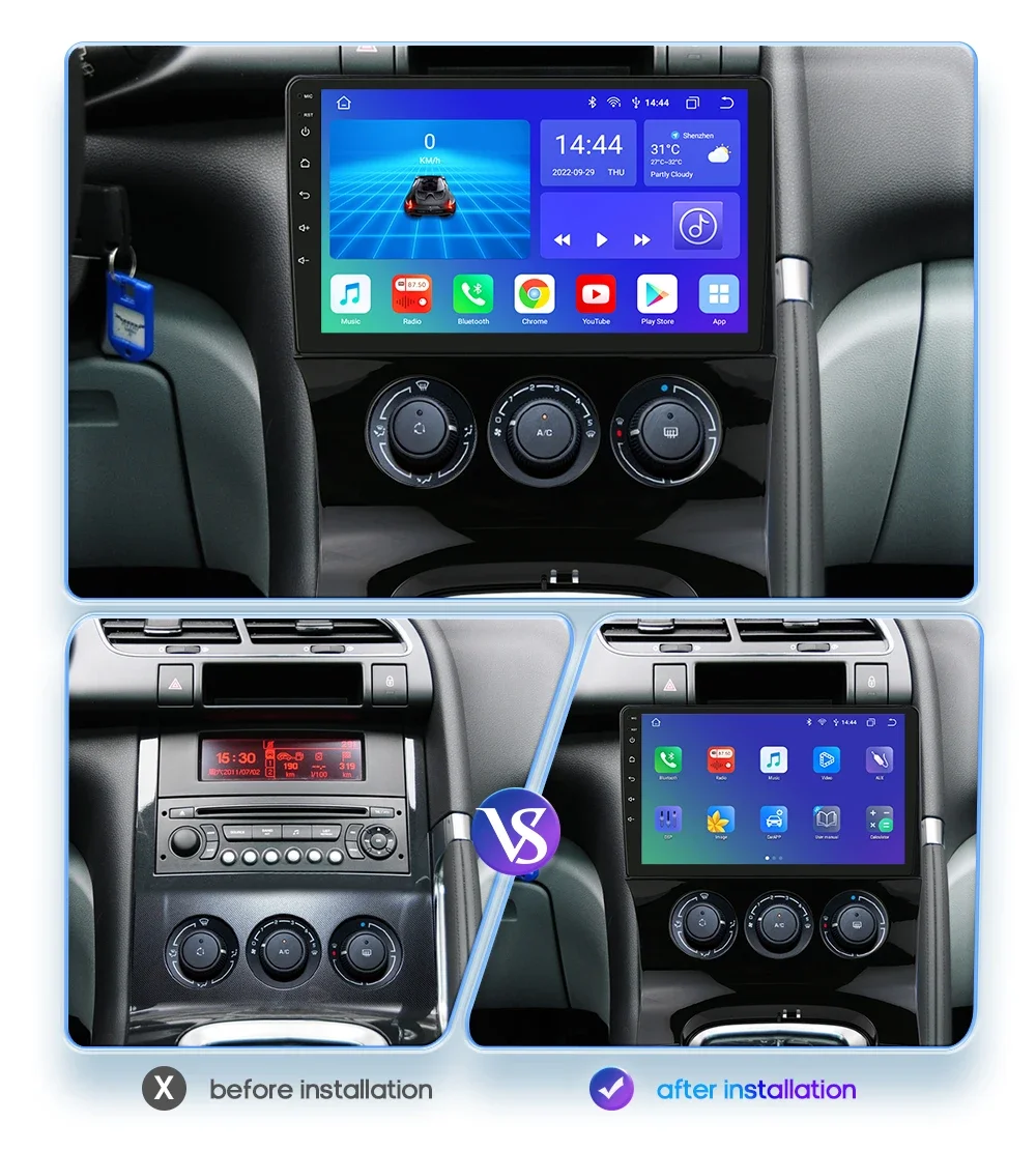 Hizpo 2Din 9inch Android Car Radio for Peugeot 3008 AT MT 2009 - 2015 Auto 4G BT RDS DSP GPS Navigation UI7862 Multimedia