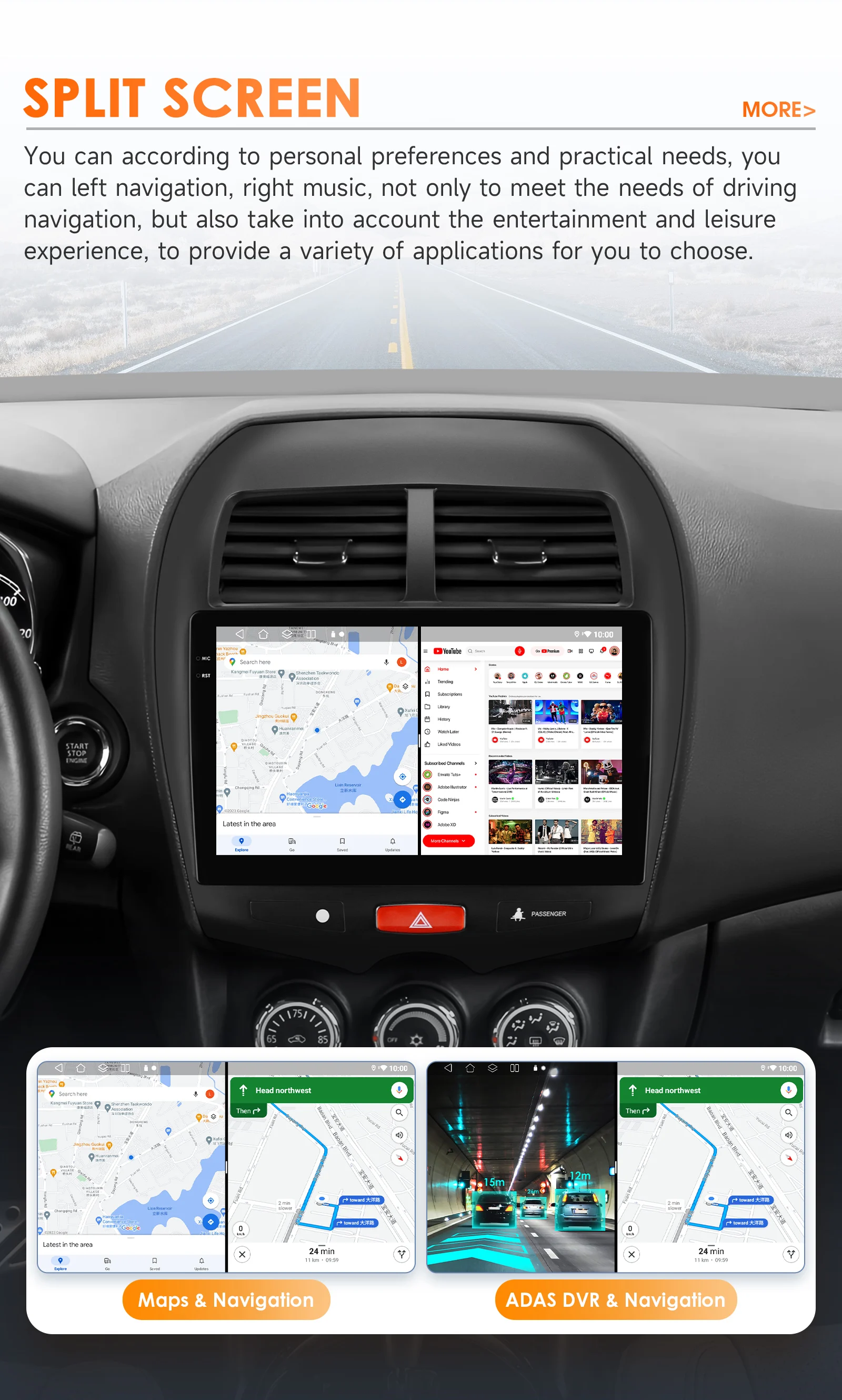 Hizpo 10.1' Car Radio Intelligent Systems For Mitsubishi ASX 1 2010 - 2018 Multimedia CarPlay Android Auto GPS No 2 Din 2din DVD