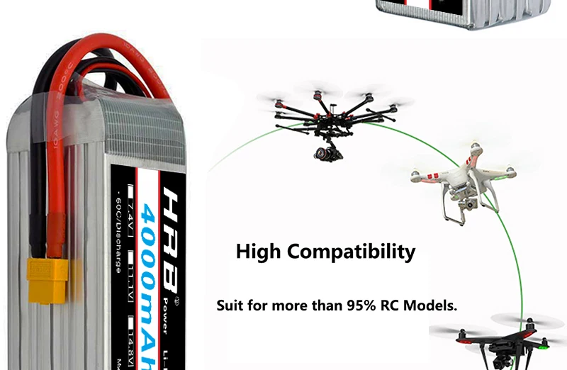HRB 22.2V 4000mah Lipo 6S Battery XT60 XT90 EC5 For MultiCopter Quadcopter Racing Airplane Buggy Cars Truck RC Parts
