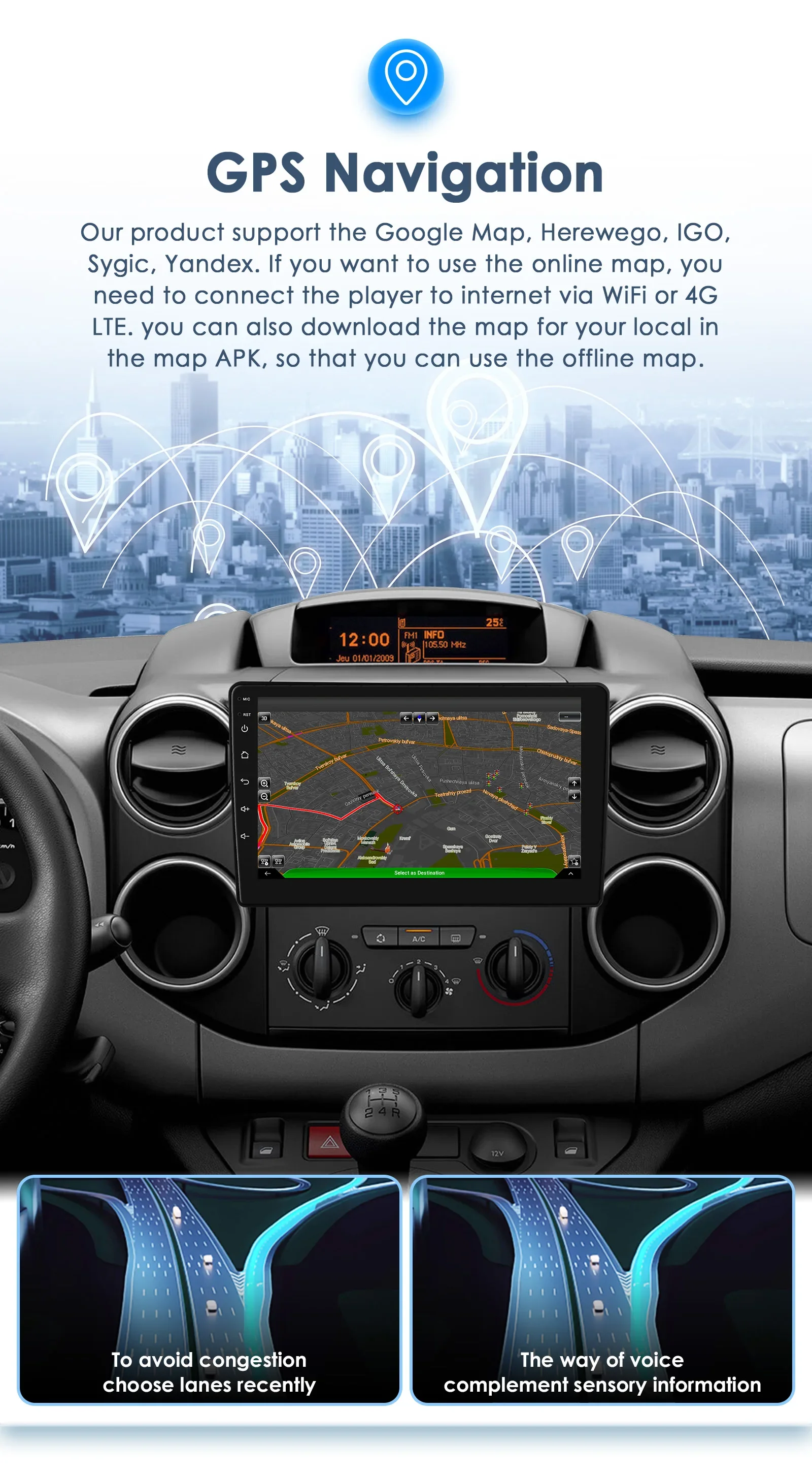 9" Hizpo Android13 Car Radio for Citroen Berlingo B9 Peugeot Partner 2008 - 2019 Auto Stereo RDS DSP GPS CarPlay UI8581 System
