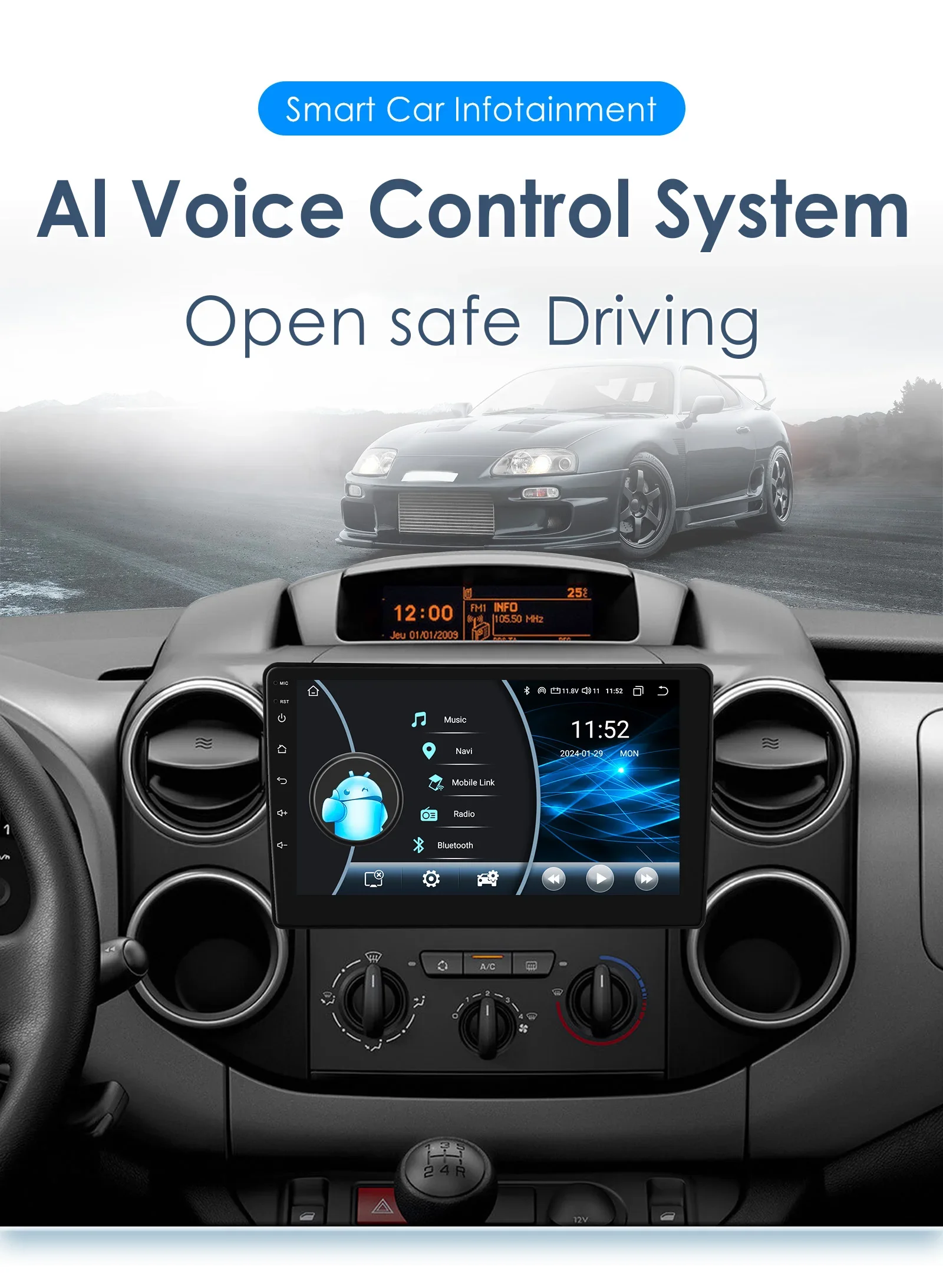 9" Hizpo Android13 Car Radio for Citroen Berlingo B9 Peugeot Partner 2008 - 2019 Auto Stereo RDS DSP GPS CarPlay UI8581 System