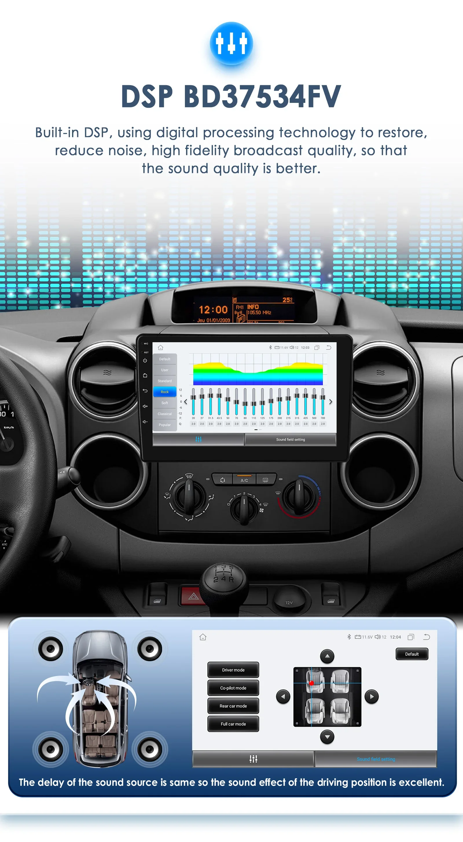 9" Hizpo Android13 Car Radio for Citroen Berlingo B9 Peugeot Partner 2008 - 2019 Auto Stereo RDS DSP GPS CarPlay UI8581 System