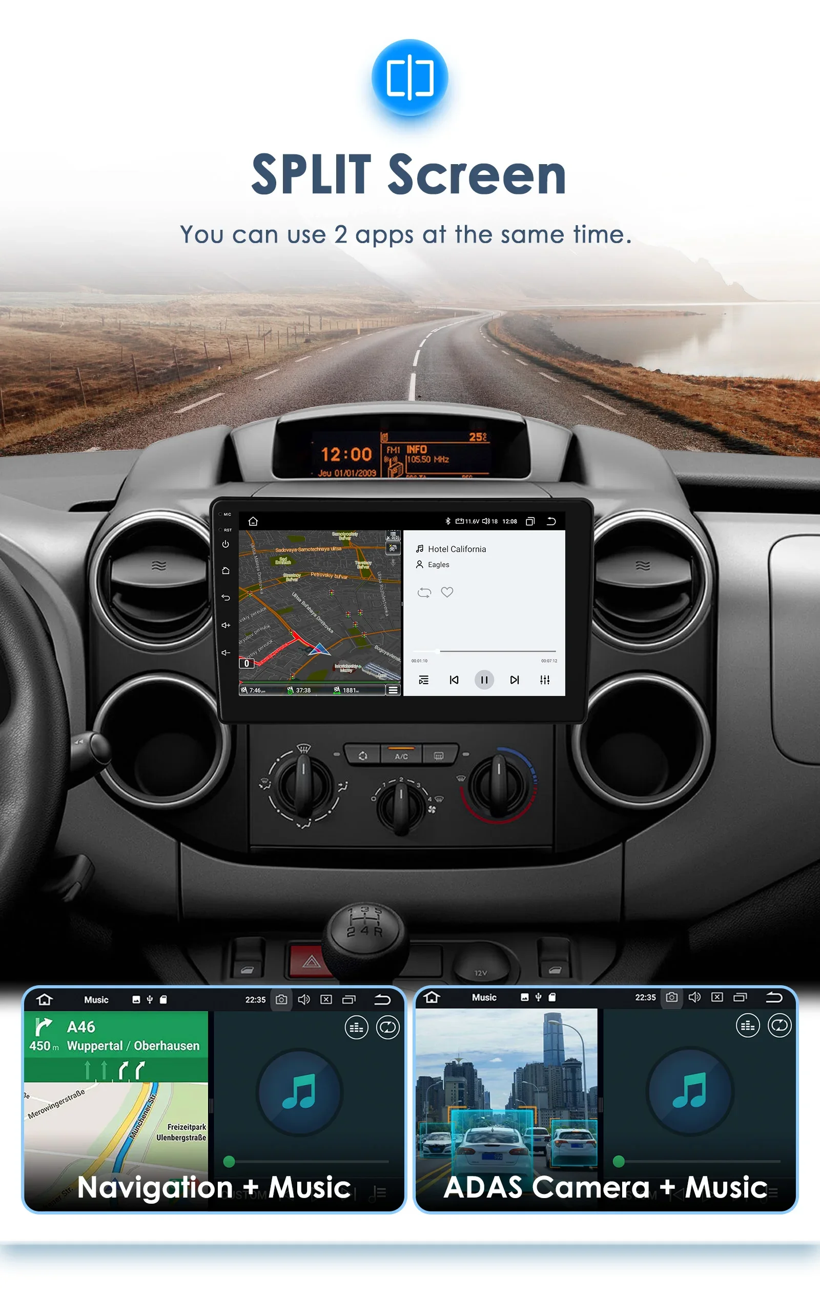 9" Hizpo Android13 Car Radio for Citroen Berlingo B9 Peugeot Partner 2008 - 2019 Auto Stereo RDS DSP GPS CarPlay UI8581 System