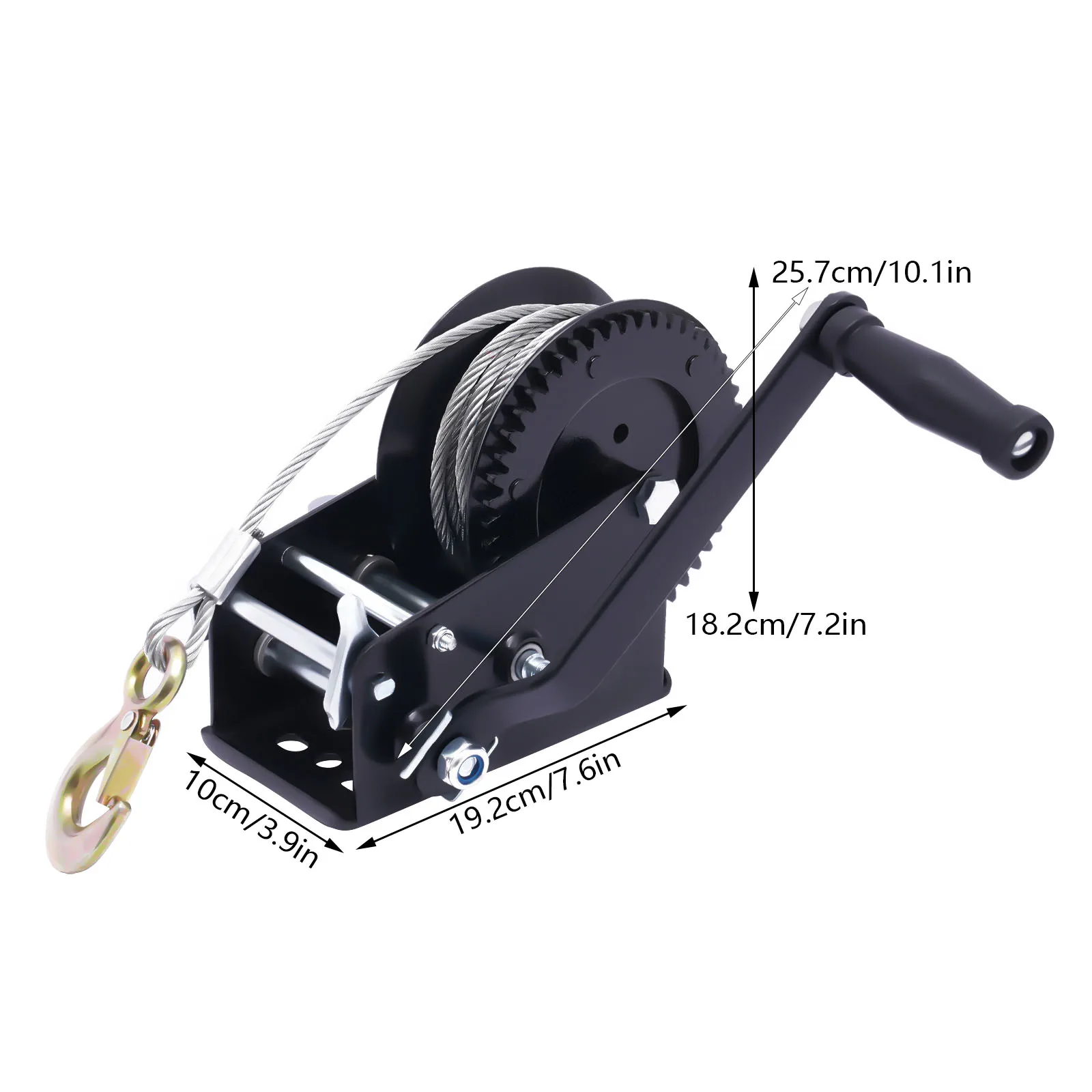 3306.93lbs Manual Winch Hand Crank Winch Boat Winch With 32.81ft Cable 4:1/8:1