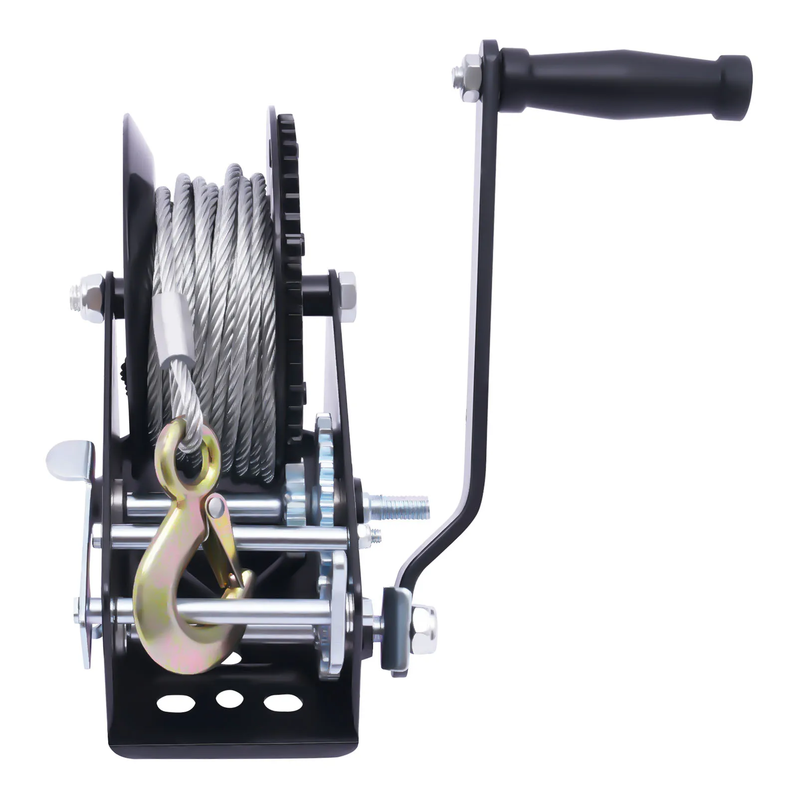 3306.93lbs Manual Winch Hand Crank Winch Boat Winch With 32.81ft Cable 4:1/8:1