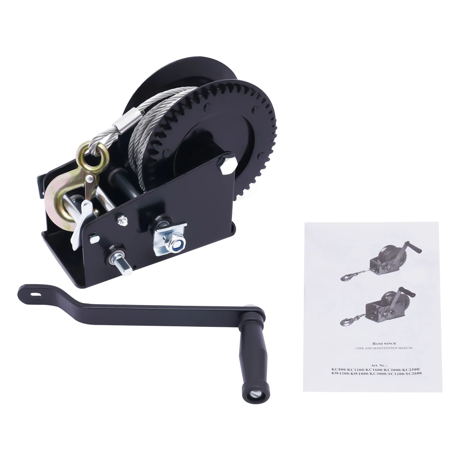 3306.93lbs Manual Winch Hand Crank Winch Boat Winch With 32.81ft Cable 4:1/8:1