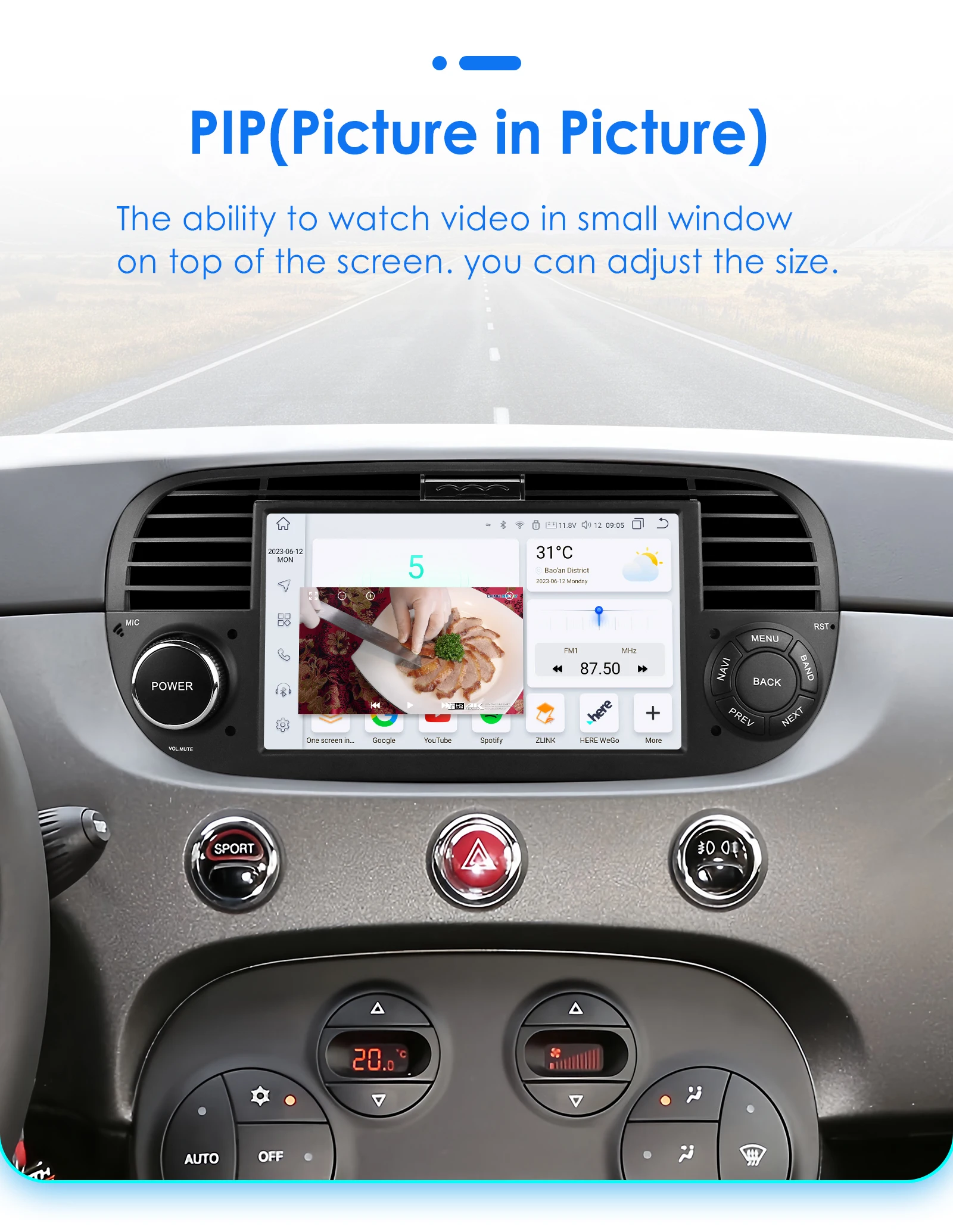 Hizpo 7 Inch 8 Core Car Radio Stereo for FIAT 500 2007-2015 GPS 2din Autoradio CarPlay Android 13 Auto Navigation Head Unit Wifi