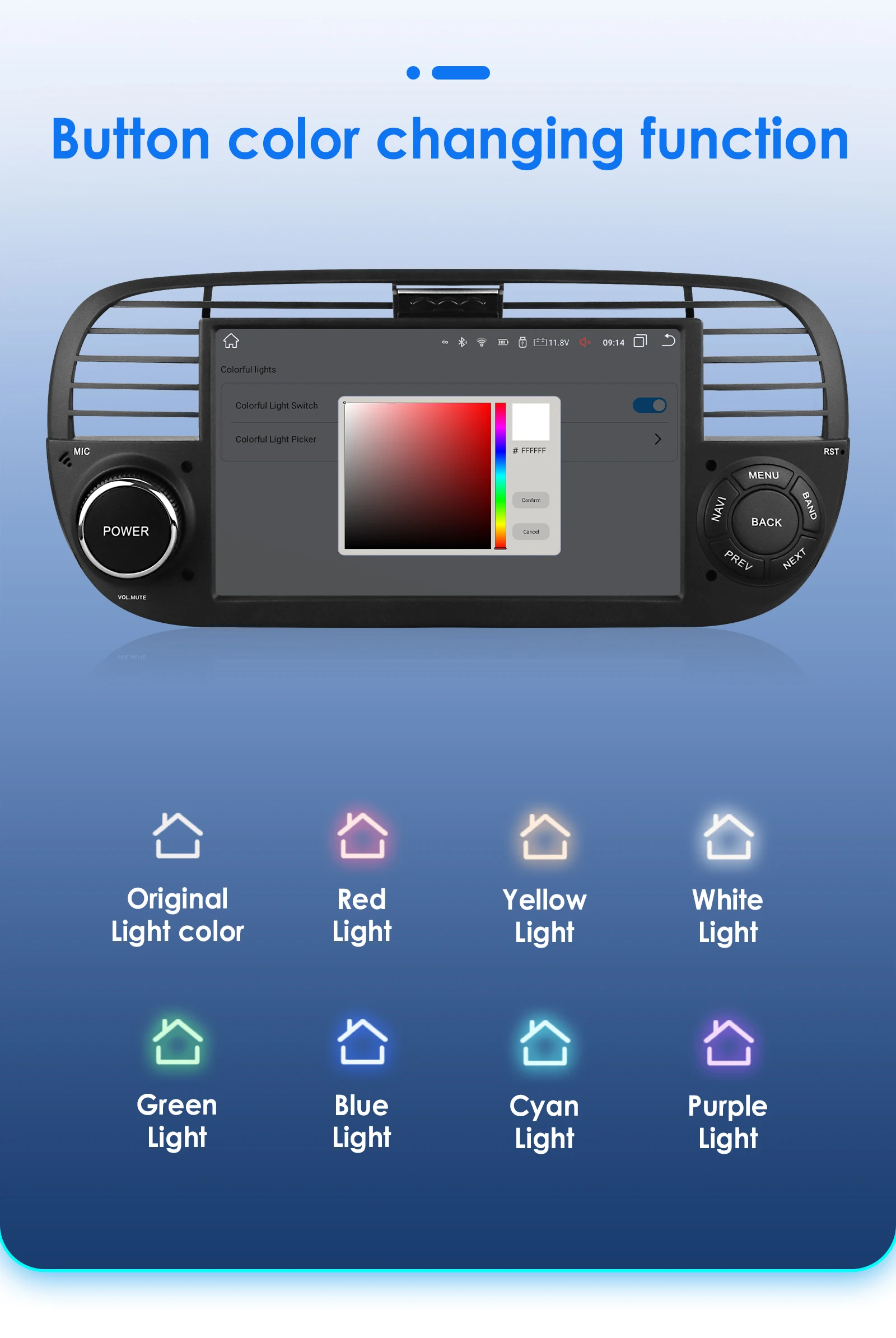 Hizpo 7 Inch 8 Core Car Radio Stereo for FIAT 500 2007-2015 GPS 2din Autoradio CarPlay Android 13 Auto Navigation Head Unit Wifi
