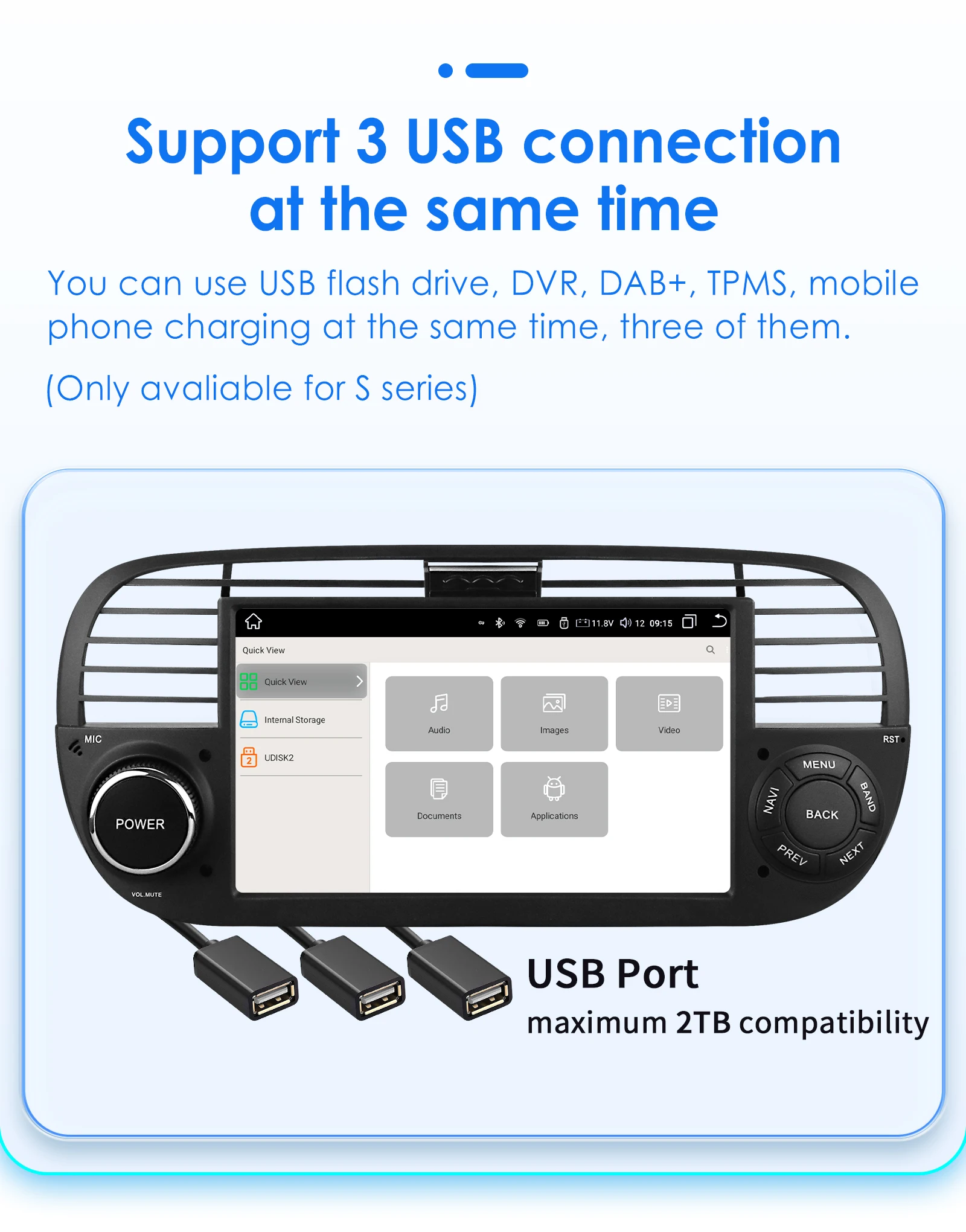 Hizpo 7 Inch 8 Core Car Radio Stereo for FIAT 500 2007-2015 GPS 2din Autoradio CarPlay Android 13 Auto Navigation Head Unit Wifi