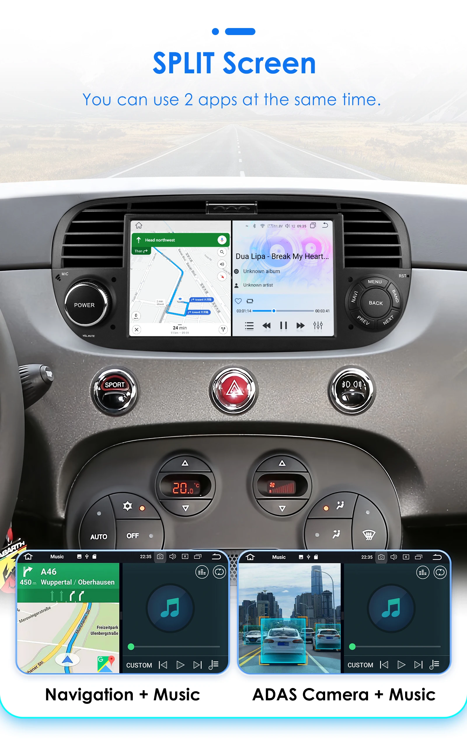 Hizpo 7 Inch 8 Core Car Radio Stereo for FIAT 500 2007-2015 GPS 2din Autoradio CarPlay Android 13 Auto Navigation Head Unit Wifi