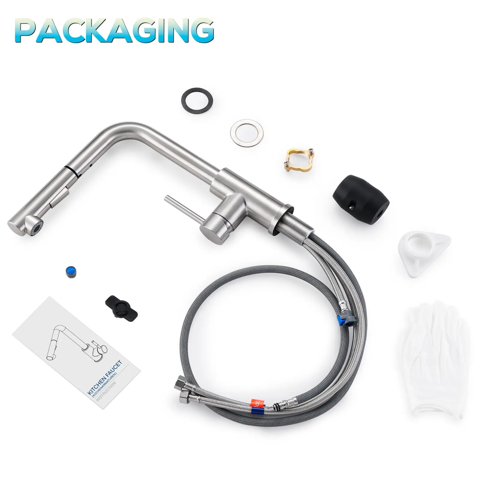Pull Out Kitchen Faucet,360°Swivel Kitchen Faucet with Extendable Shower,High Pressure Sink Faucet with 2 Spray Modes