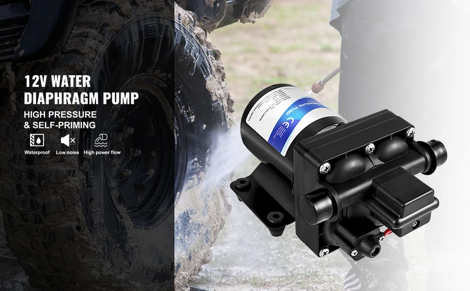 SucceBuy Fresh Water Pump 3 GPM with Pressure Switch 45PSI Detachable Strainer 12V Diaphragm Pump for RV Camper Marine Boat Lawn