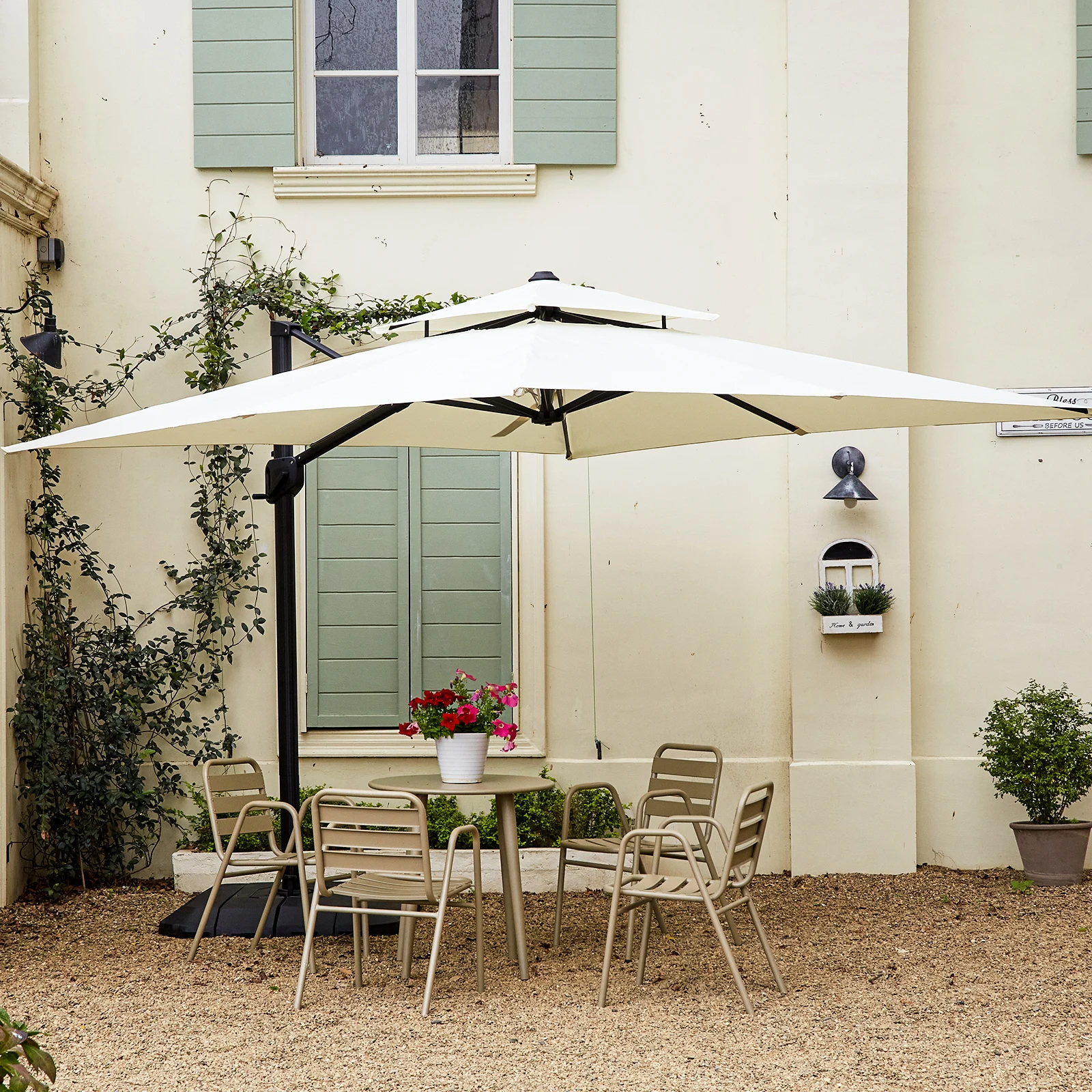 Aluminium Parasol 300 x 300 cm Large Garden Umbrella with Cover Crank Wind Protection Rotatable Tiltable Market Umbrella