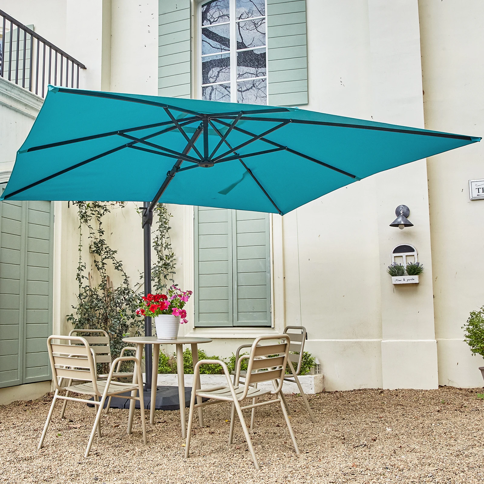 Aluminium Parasol 300 x 300 cm Large Garden Umbrella with Cover Crank Wind Protection Rotatable Tiltable Market Umbrella