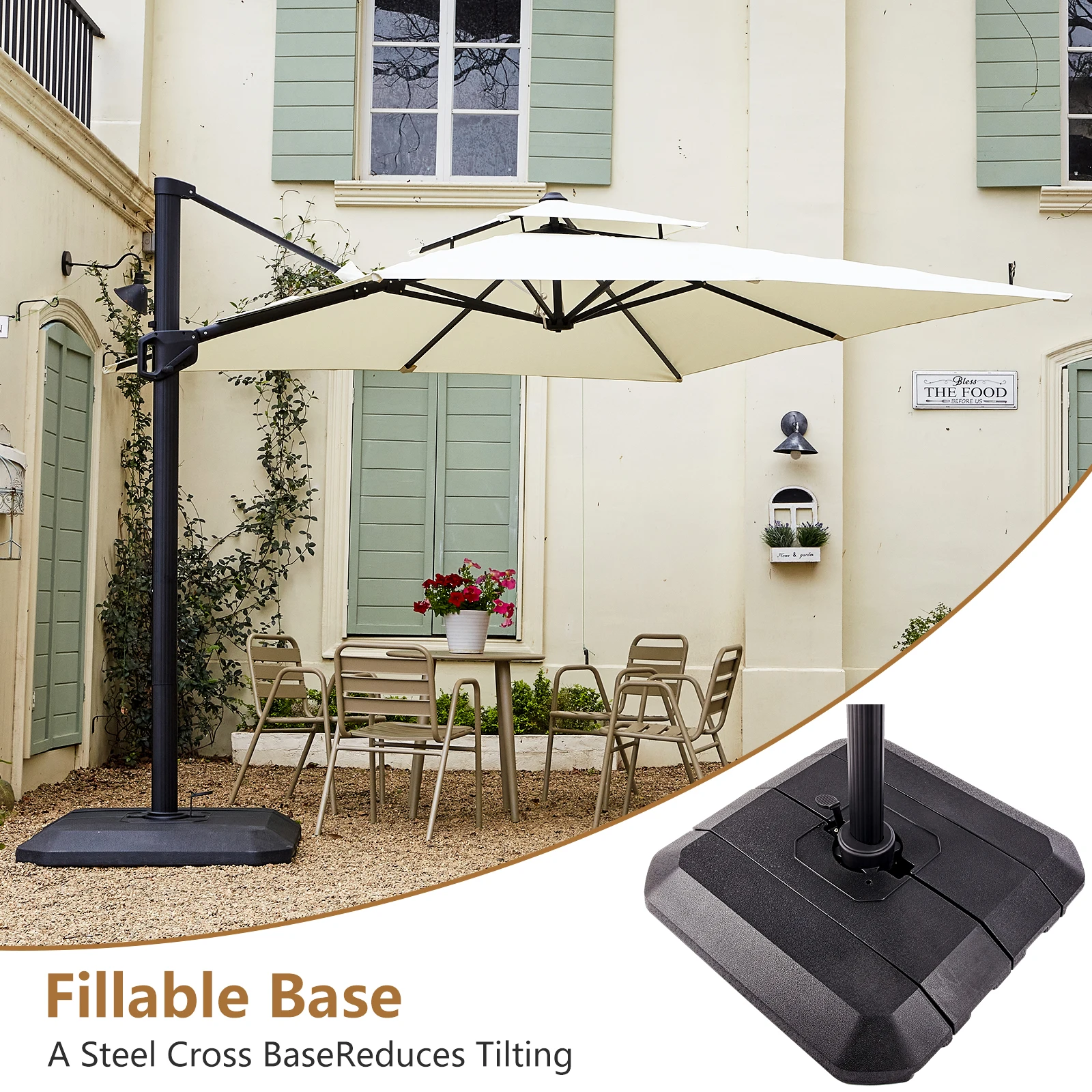 Aluminium Parasol 300 x 300 cm Large Garden Umbrella with Cover Crank Wind Protection Rotatable Tiltable Market Umbrella