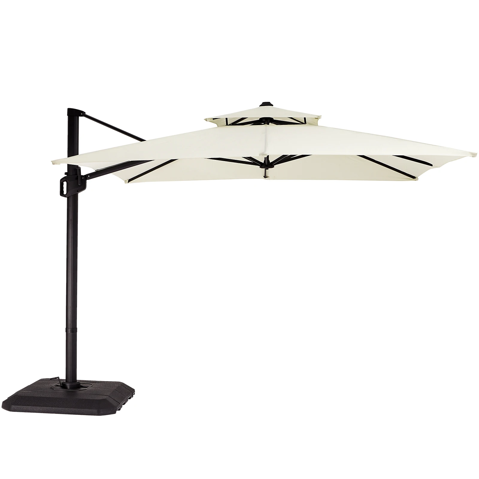 Aluminium Parasol 300 x 300 cm Large Garden Umbrella with Cover Crank Wind Protection Rotatable Tiltable Market Umbrella