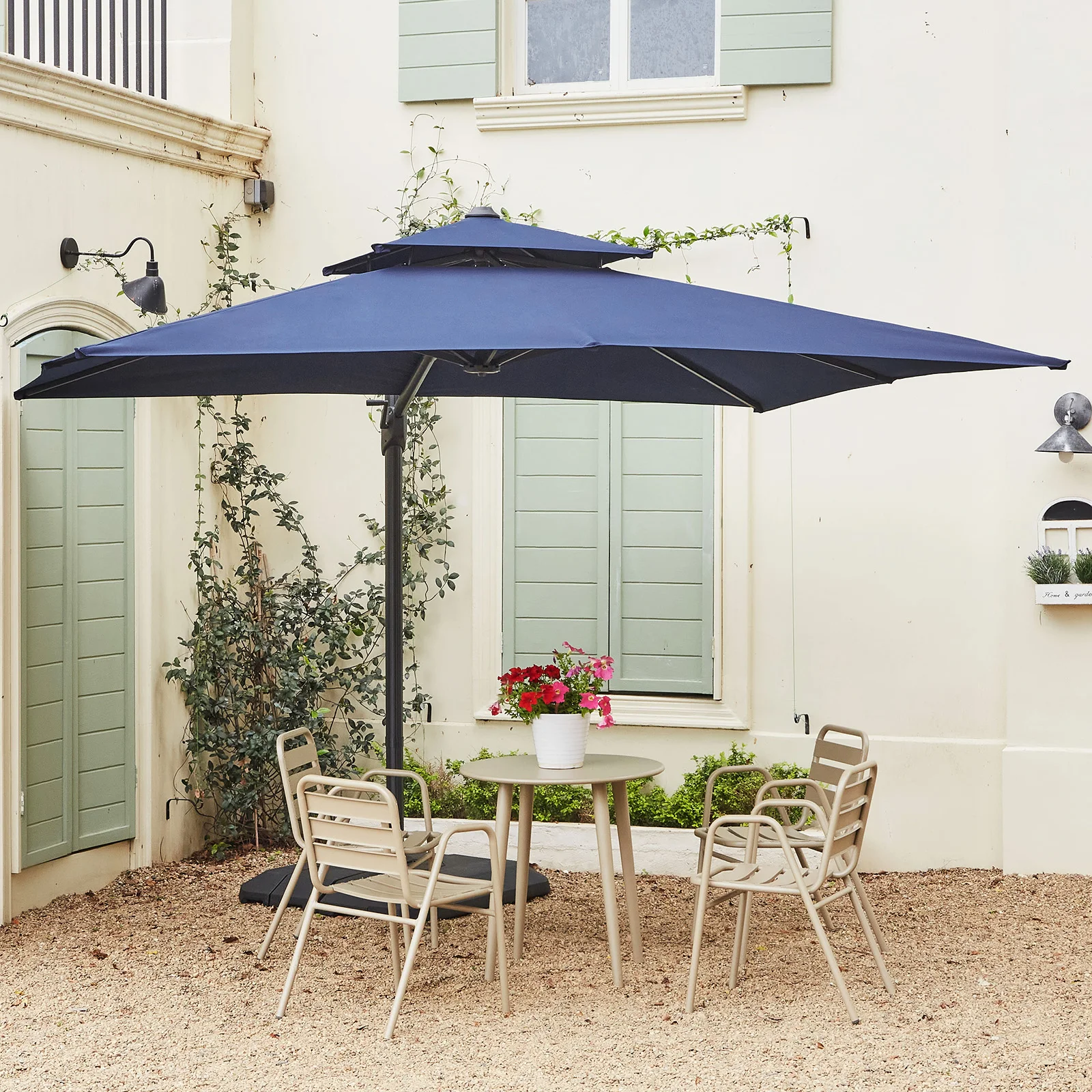 Aluminium Parasol 300 x 300 cm Large Garden Umbrella with Cover Crank Wind Protection Rotatable Tiltable Market Umbrella