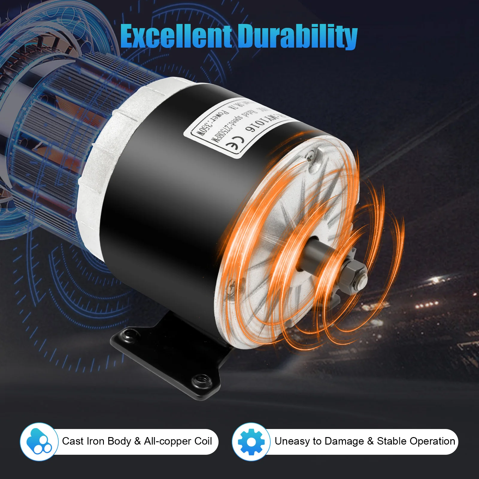 24V 350W Electric Reversible Motor for Wind Turbine Scooter MY1016