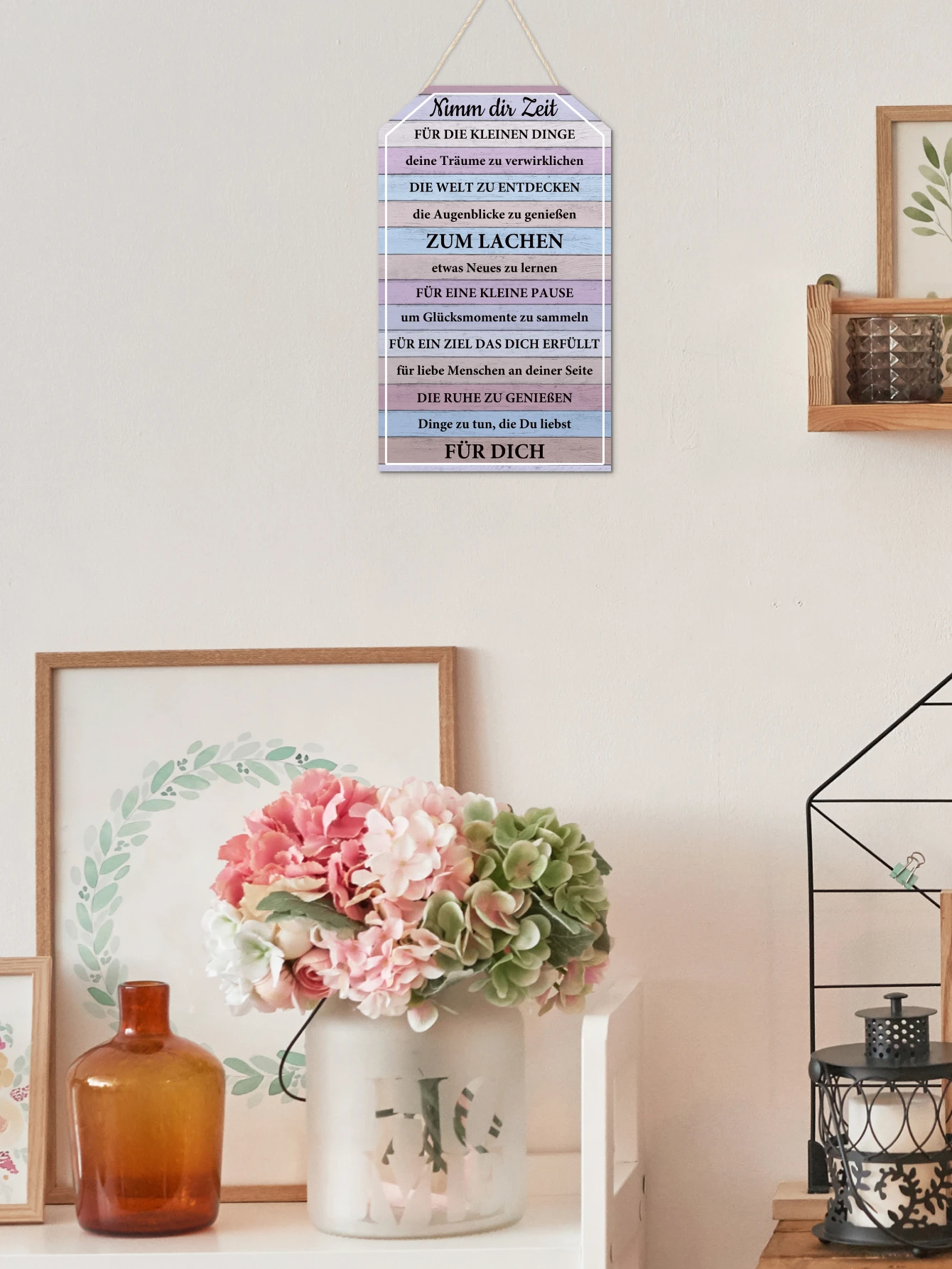 Putuo Decor German Inspirational Quotes Wooden Hanging Sign, Wall Art Decoration for Home Farmhouse Cafe Coffee Shop