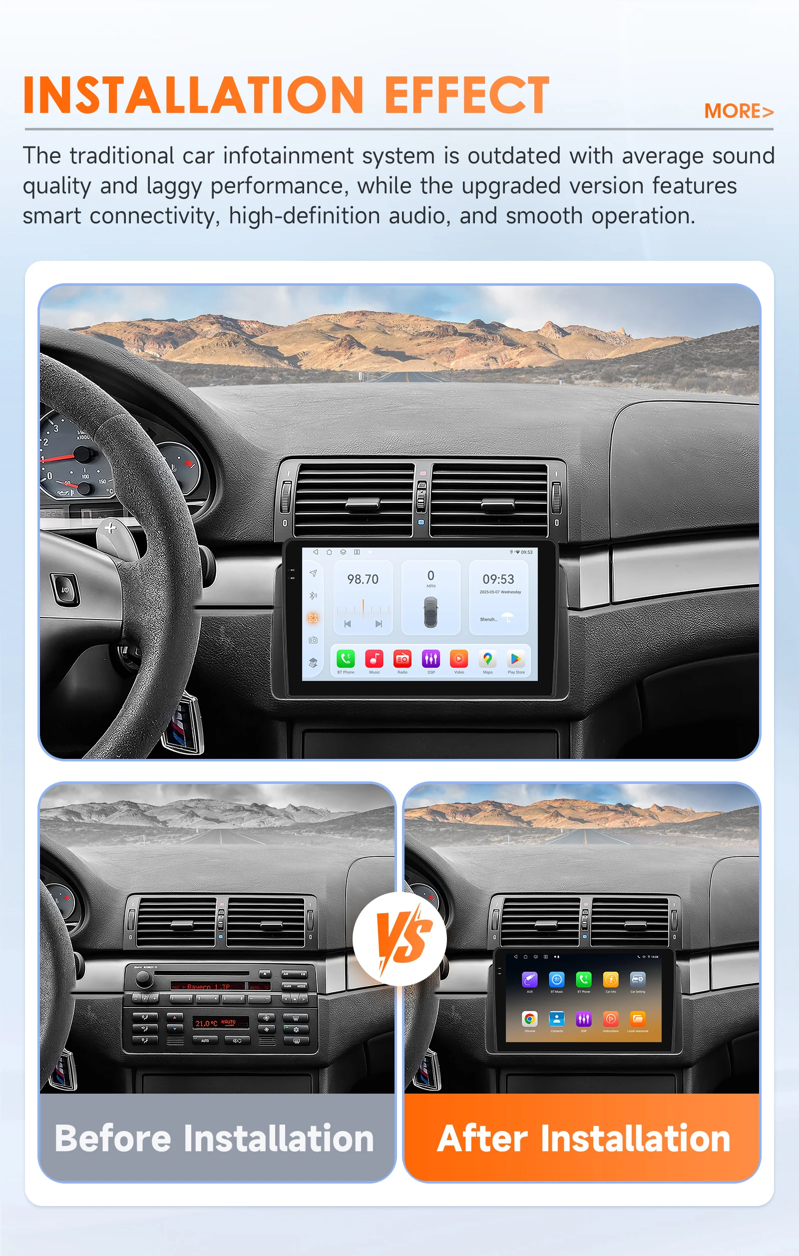 Hizpo 9inch CarPlay Android Auto Radio for BMW 3 Series E46 M3 318 320 325 330 335 1998 - 2005 BT 4G RDS DSP GPS Navi 360°CAM