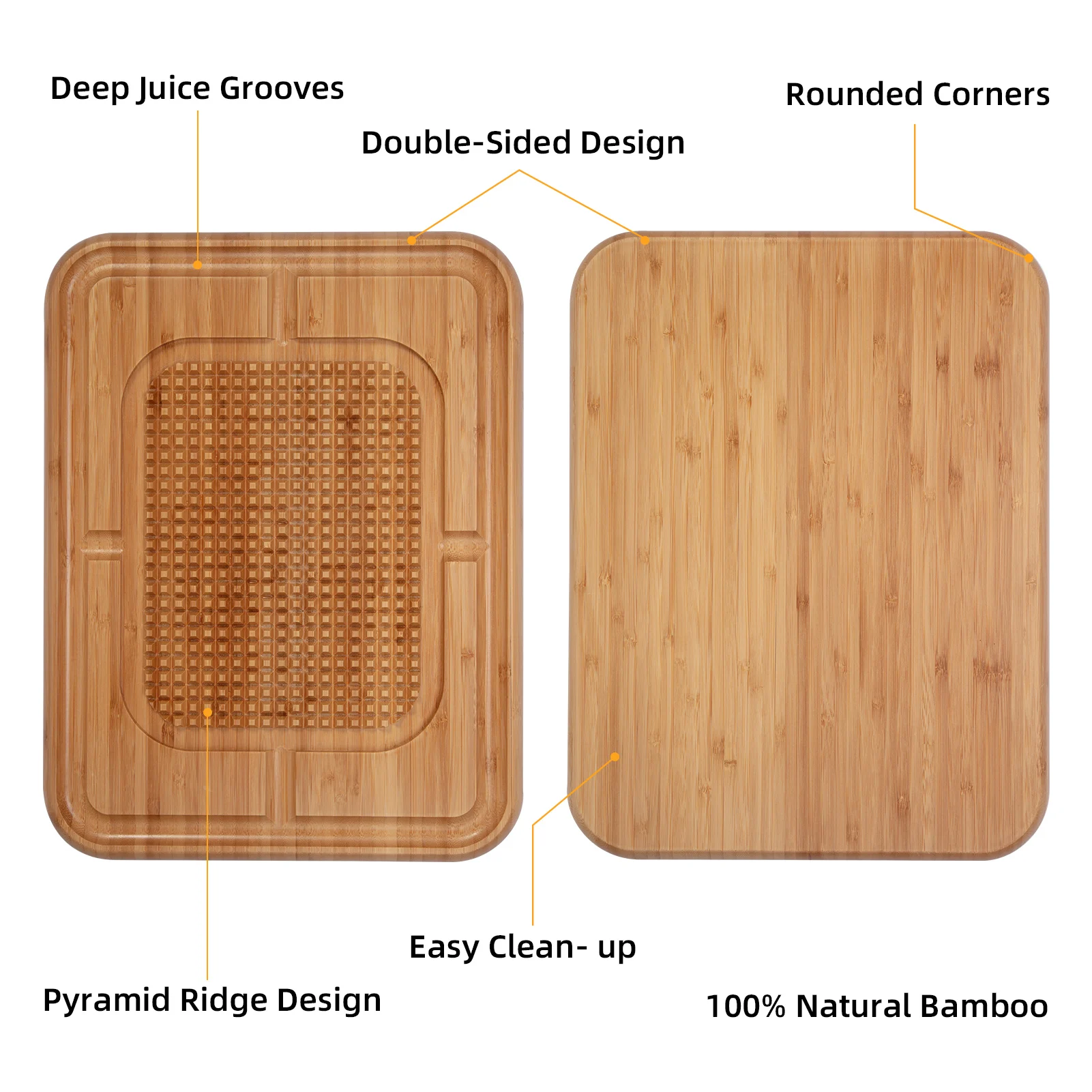 Bamboo Wood Cutting Board Cutting Carving Raised Ridges to Hold Meat for Holiday Thanksgiving Christmas Dinner