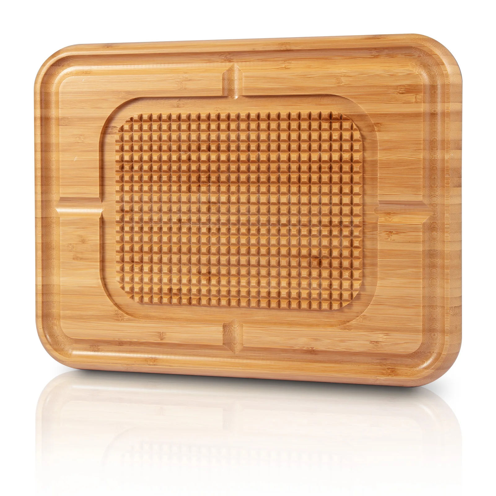 Bamboo Wood Cutting Board Cutting Carving Raised Ridges to Hold Meat for Holiday Thanksgiving Christmas Dinner