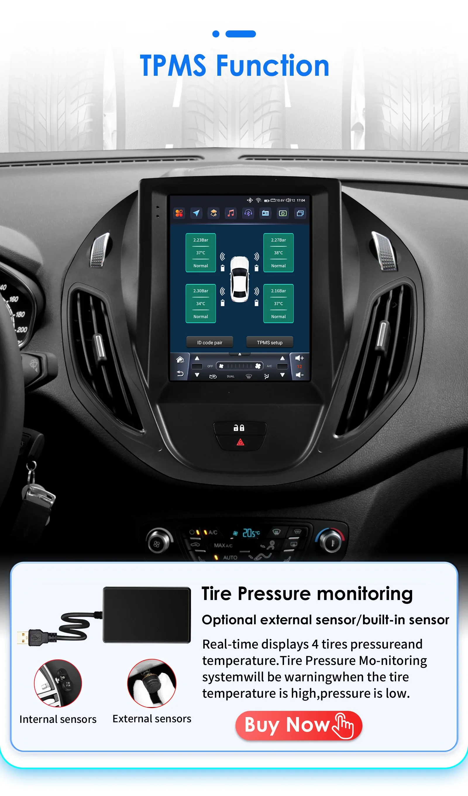 9.7" Hizpo Android13 Autoradio for Ford Tourneo Transit 2012 - 2023 Tesla Style Multimedia GPS RDS DSP 4G Carplay UI7862 360CAM