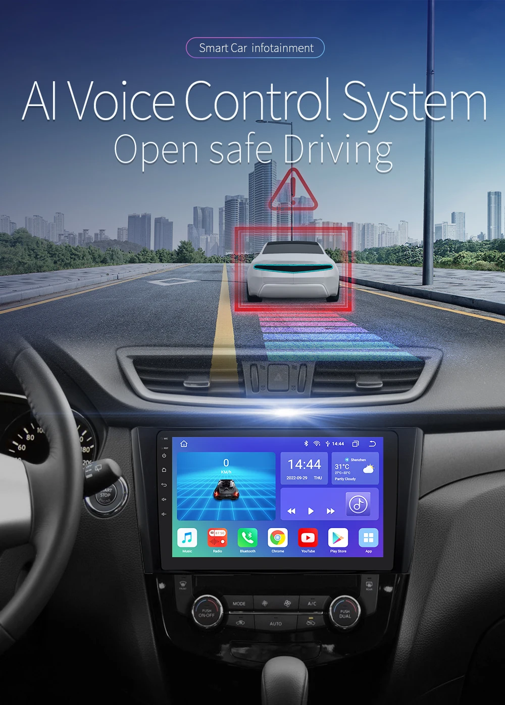 10.1" Hizpo Android13 Car Radio for Nissan Qashqai X-Trail 3 T32 2013 - 2017 Navigation GPS RDS DSP 4G BT Android Auto CarPlay