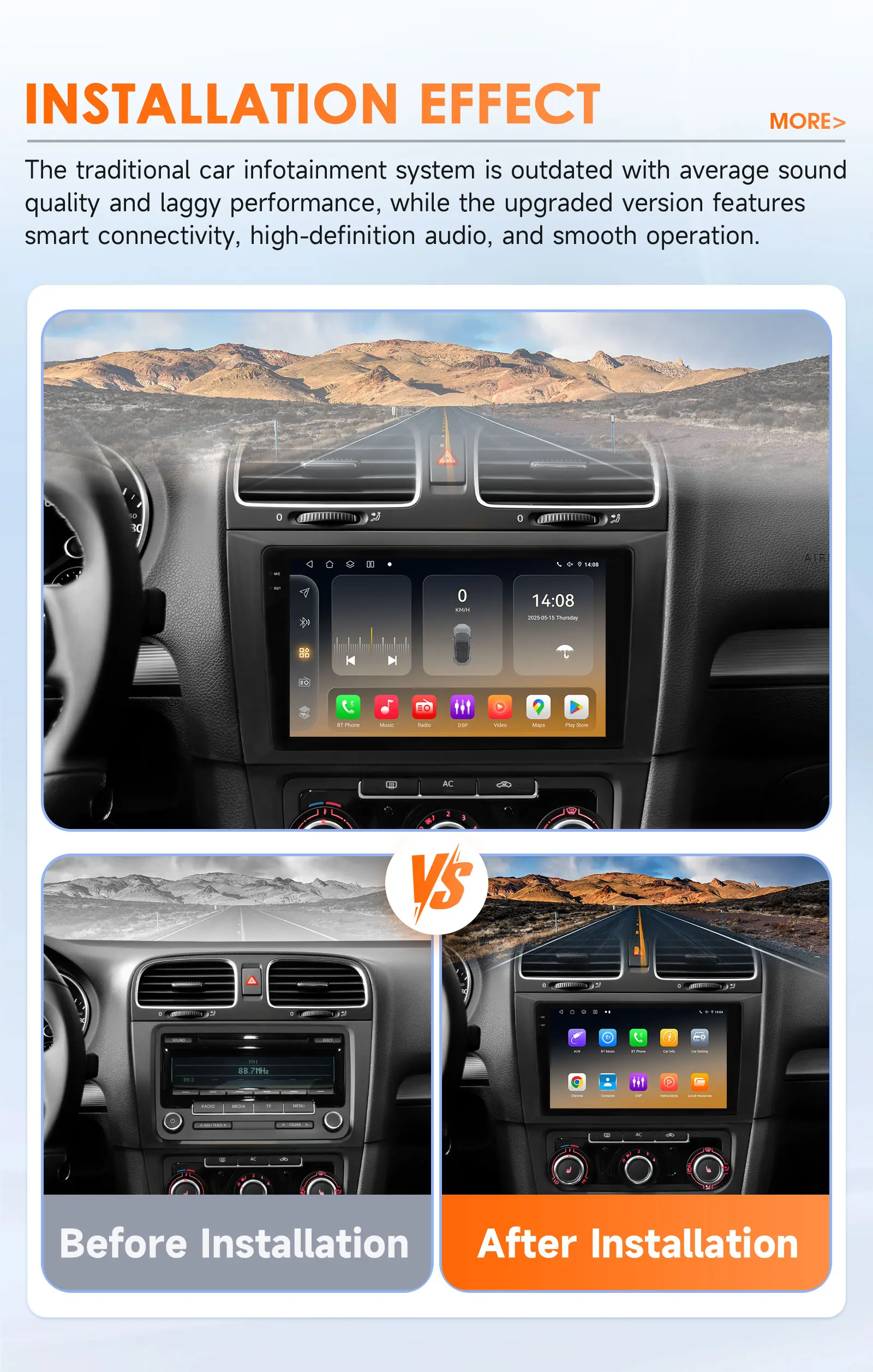 Hizpo Car Intelligent Systems Smart Stereo for VW Volkswagen Golf 6 2008-2016 GPS Radio Wireless CarPlay Android Auto 6115 4G