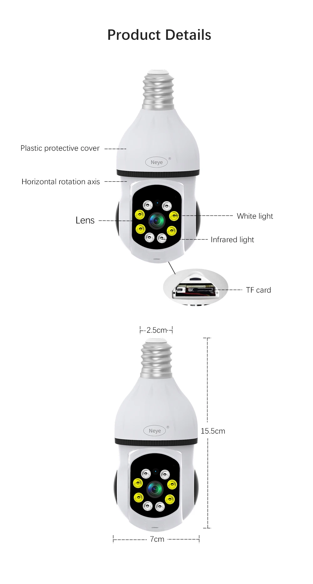 5GWiFi e27 Bulb Camera Indoor Monitoring Home Security Baby Monitor Full Color Automatic Human Tracking Safety Protector