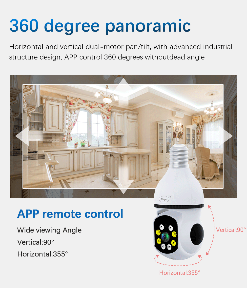 5GWiFi e27 Bulb Camera Indoor Monitoring Home Security Baby Monitor Full Color Automatic Human Tracking Safety Protector