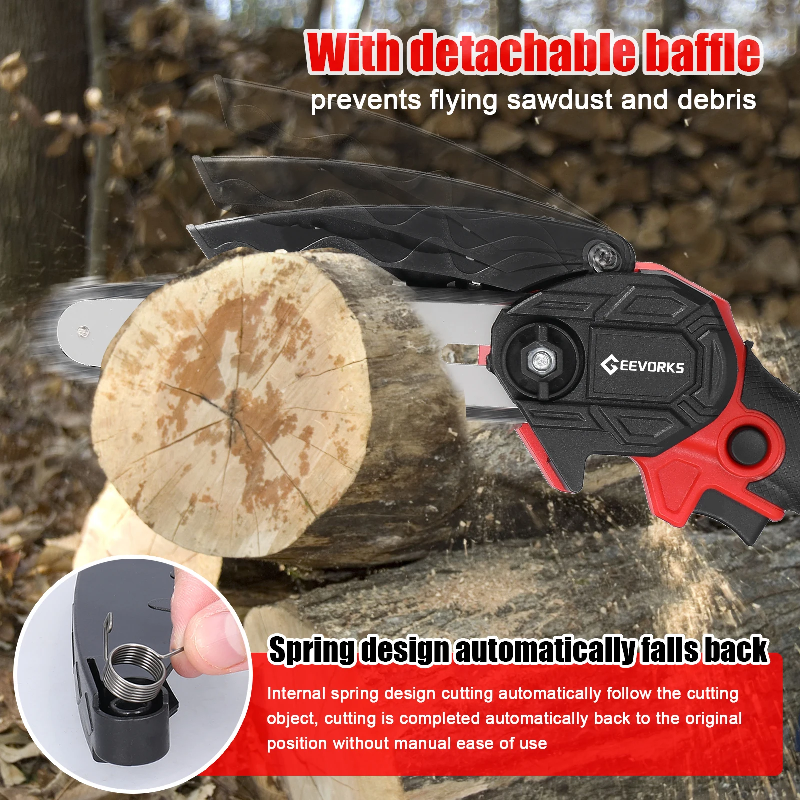 21V 6inch Electric Pruning Saw Portable One-handed Wood Splitting Chainsaw Woodworking Tool for Garden Orchard Cutting Trimming