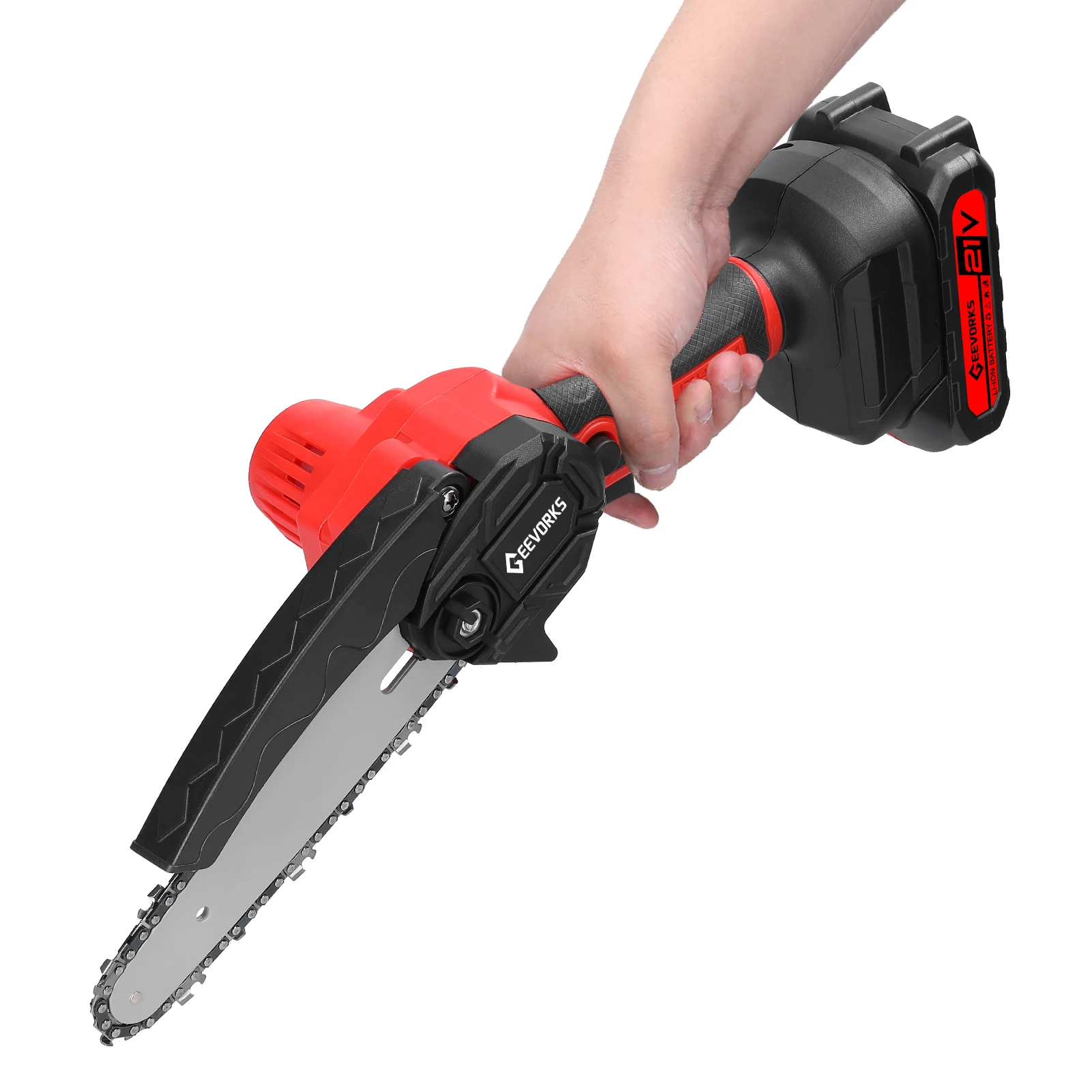 21V 6inch Electric Pruning Saw Portable One-handed Wood Splitting Chainsaw Woodworking Tool for Garden Orchard Cutting Trimming