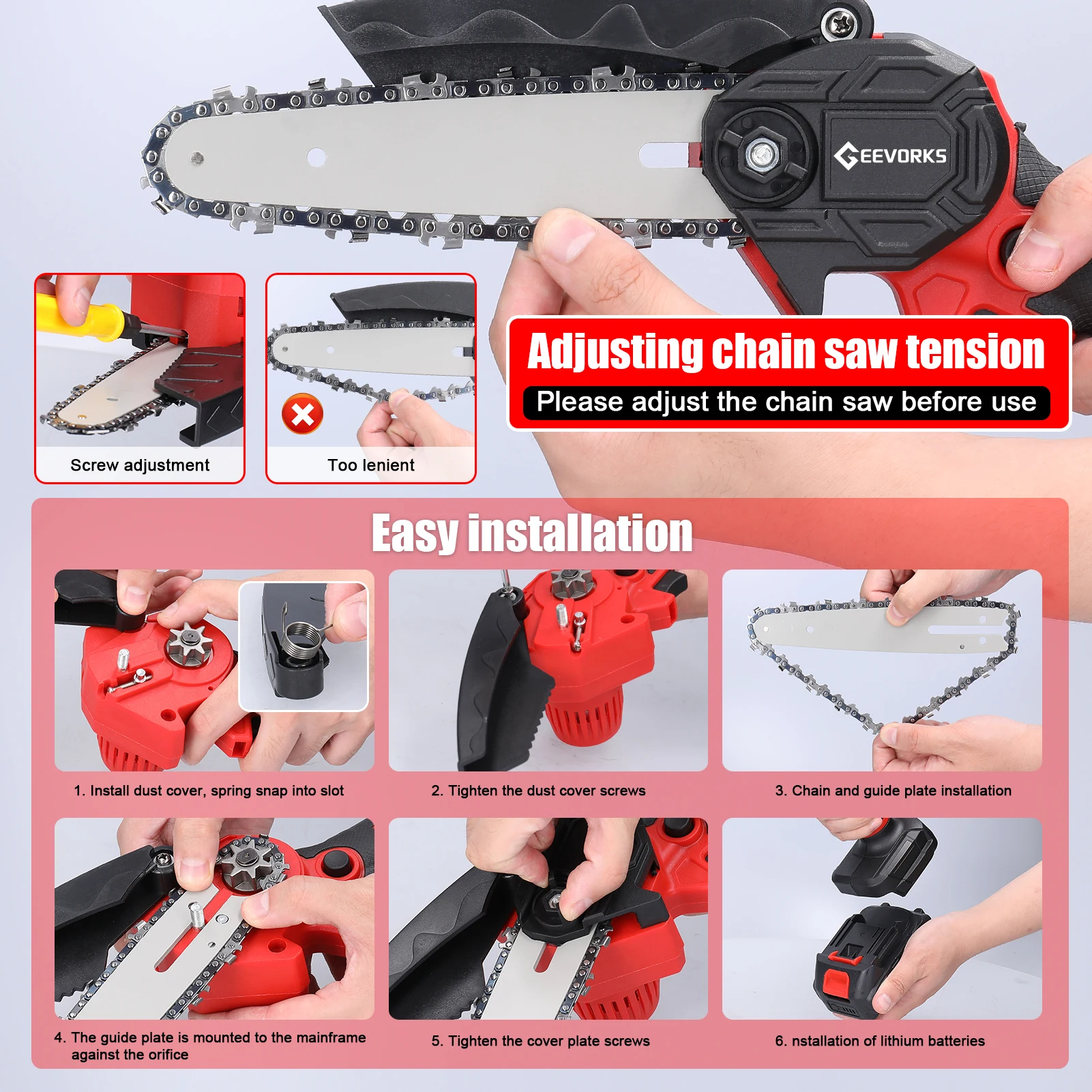 21V 6inch Electric Pruning Saw Portable One-handed Wood Splitting Chainsaw Woodworking Tool for Garden Orchard Cutting Trimming