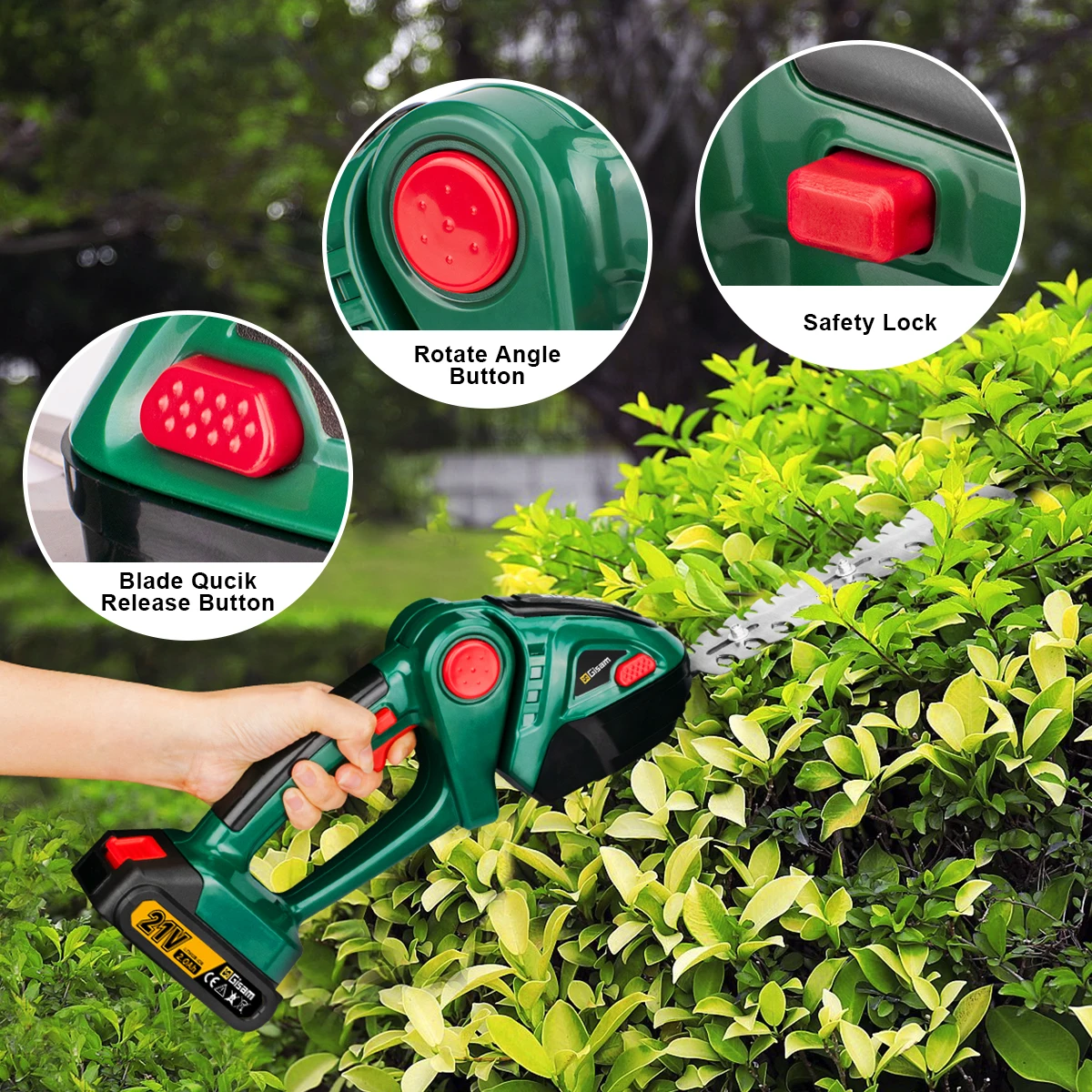 Gisam 2 in 1 Electric Hedge Trimmer 20000rpm Handheld Household Lawn Mower Garden Scissors Power Tool For Makita 18V Battery Pin